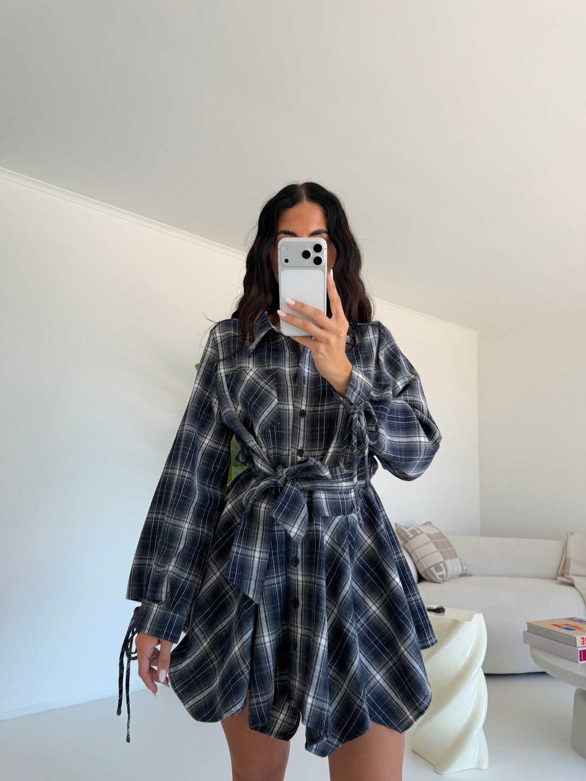 TR990-MAXI CAMICIA NAVY