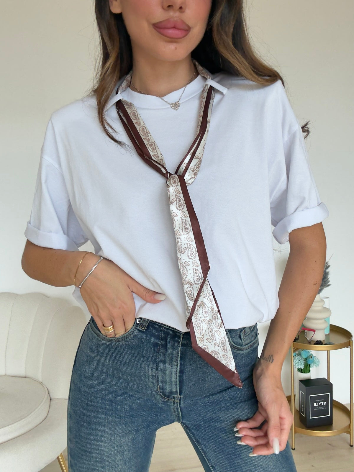 T-SHIRT FOULARD MILK