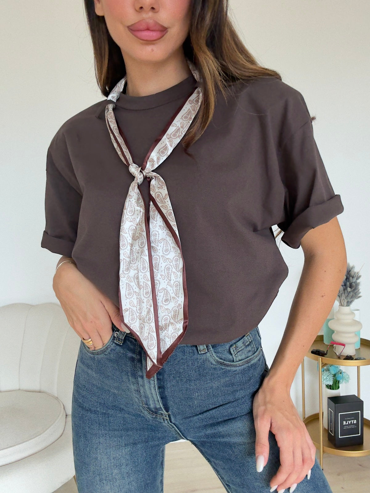 T-SHIRT FOULARD CHOCO