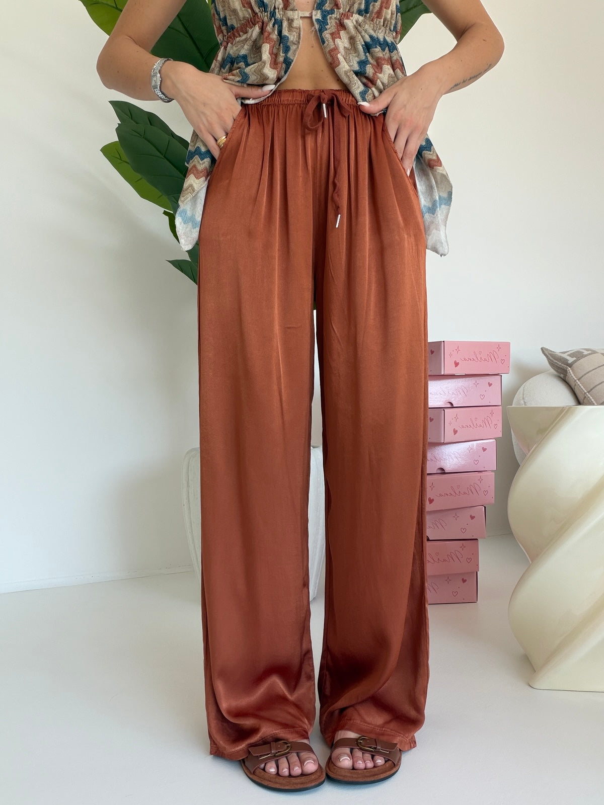 PANTALONE SATIN COCCIO