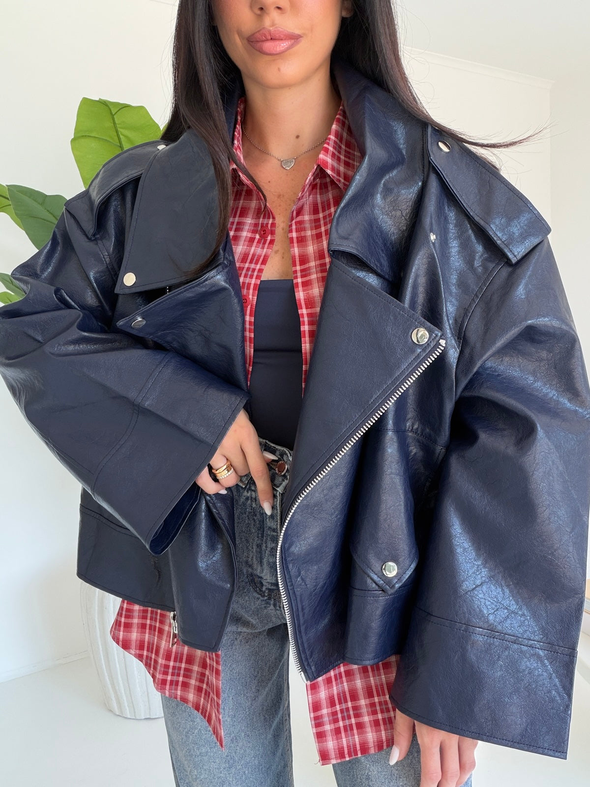 PU8020-1-BIKER ECOPELLE NAVY