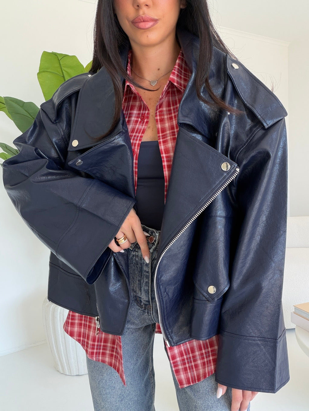 PU8020-1-BIKER ECOPELLE NAVY