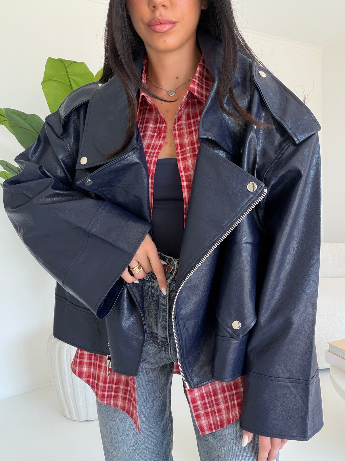 PU8020-1-BIKER ECOPELLE NAVY
