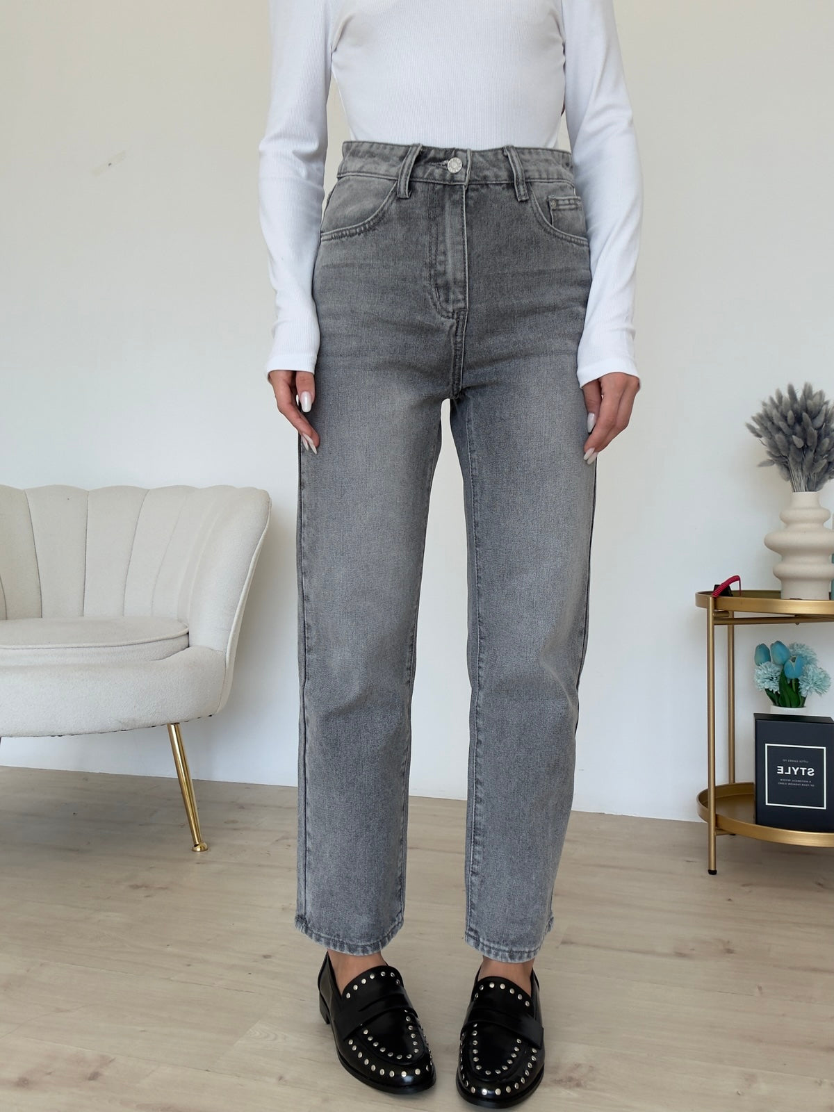 MI24581-JEANS MOM PANETTE GREY