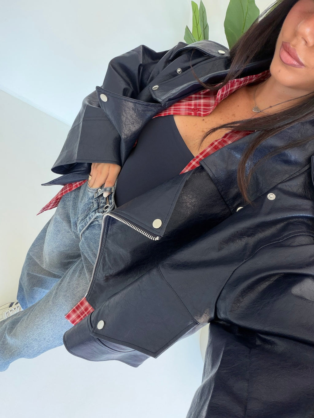 PU8020-1-BIKER ECOPELLE NAVY