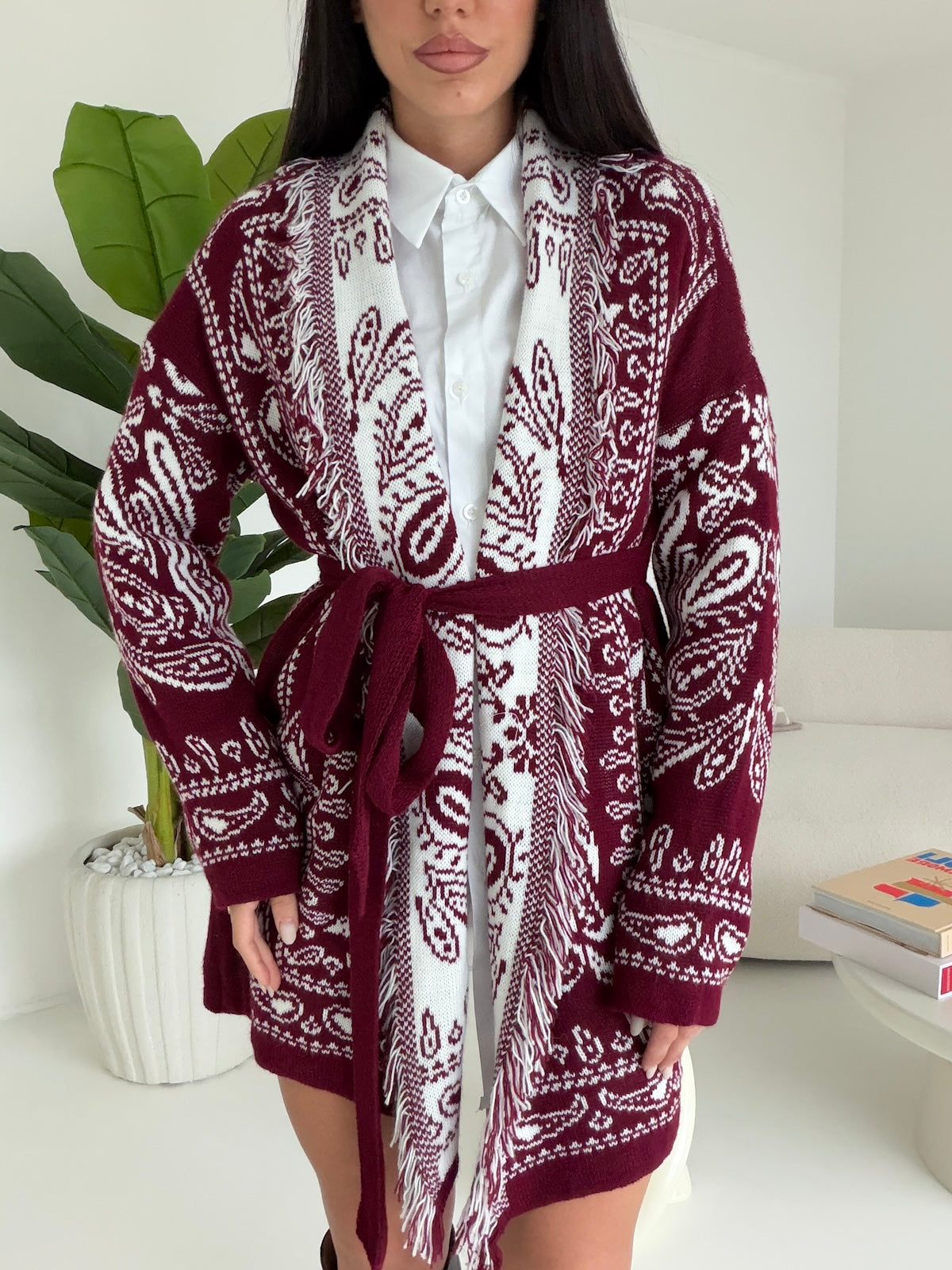 MAXI CARDIGAN MOUNTAIN BORDEAUX