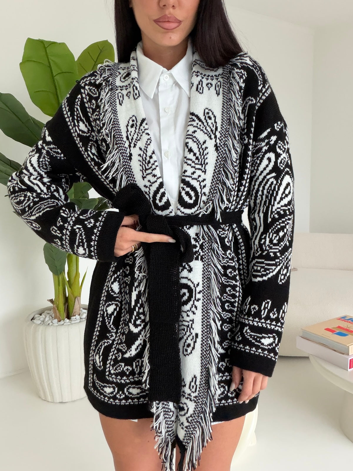 MAXI CARDIGAN MOUNTAIN NERO