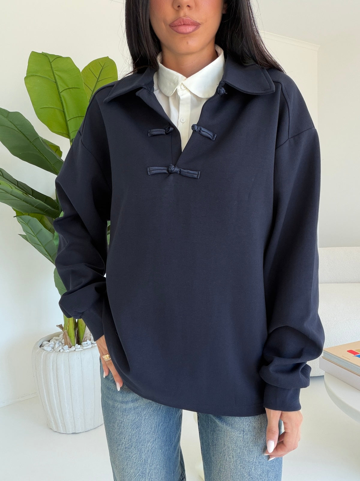 H70873-FELPA KNOT NAVY