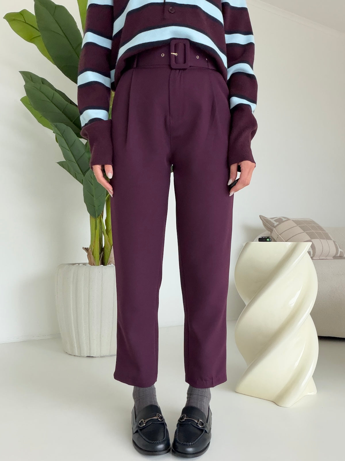 PANTALONE CON CINTURA WINE