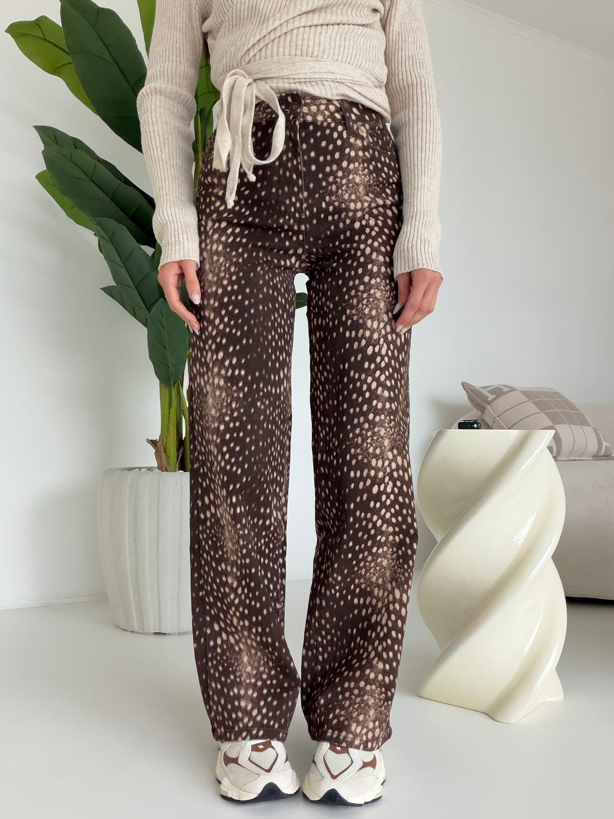 F2852-JEANS COW PRINT