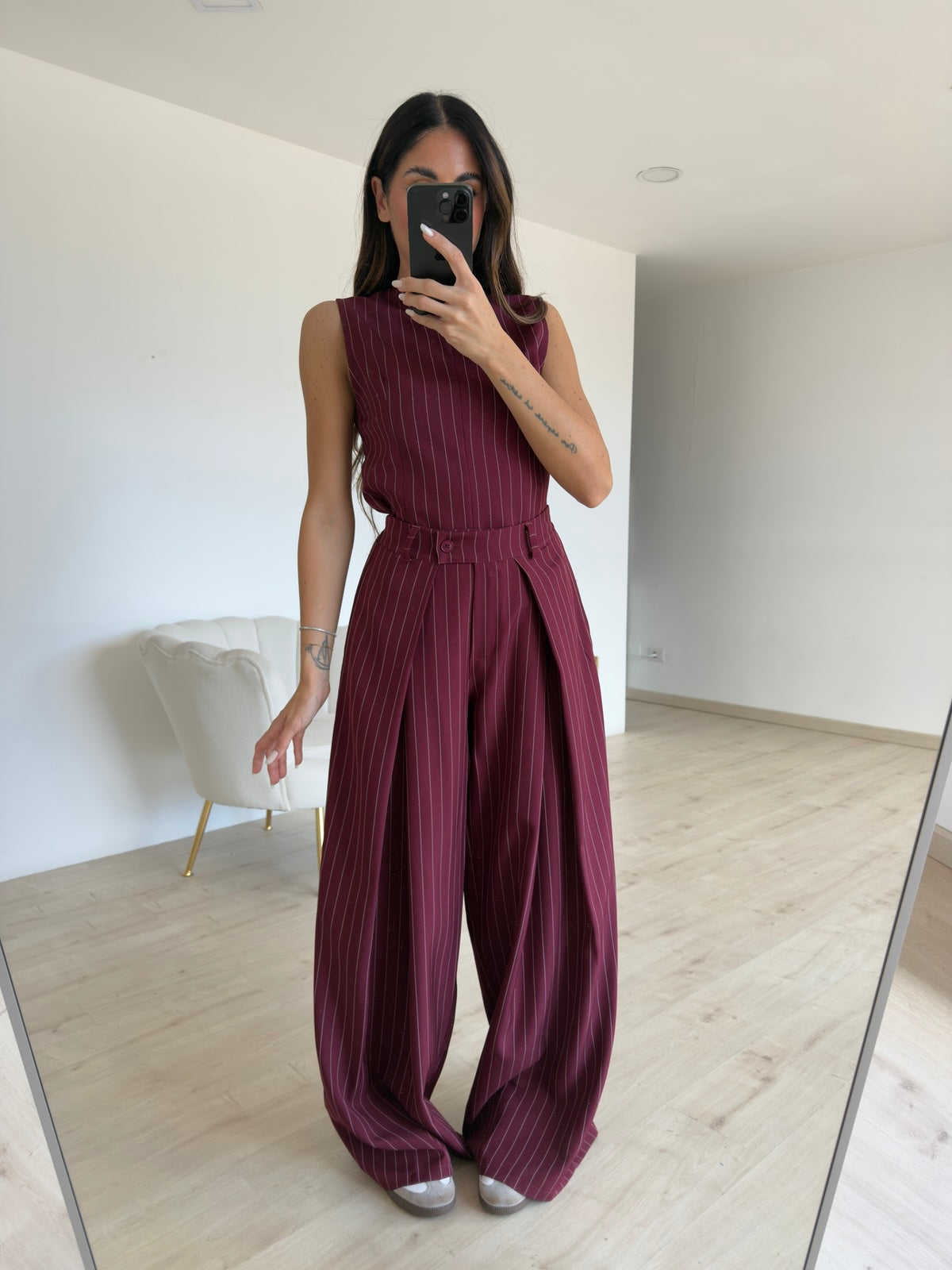 COORDINATO RAYAS BORDEAUX