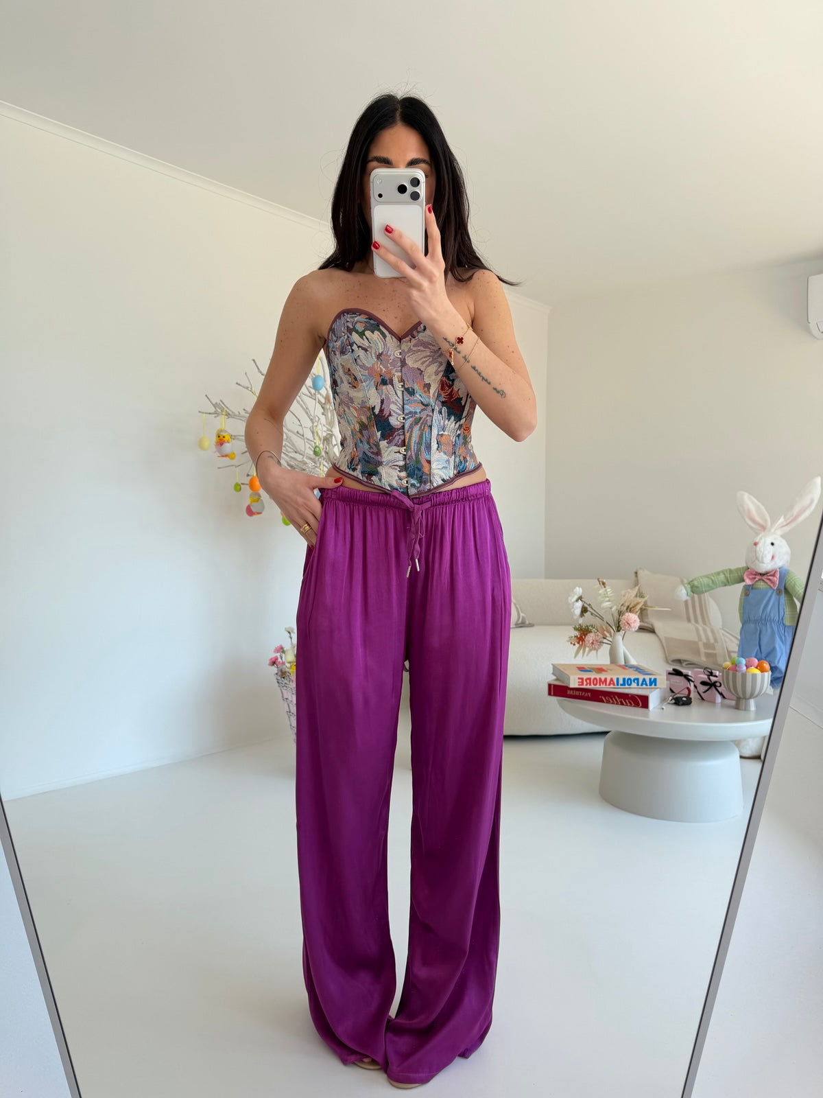 PANTALONE SATIN MAGENTA
