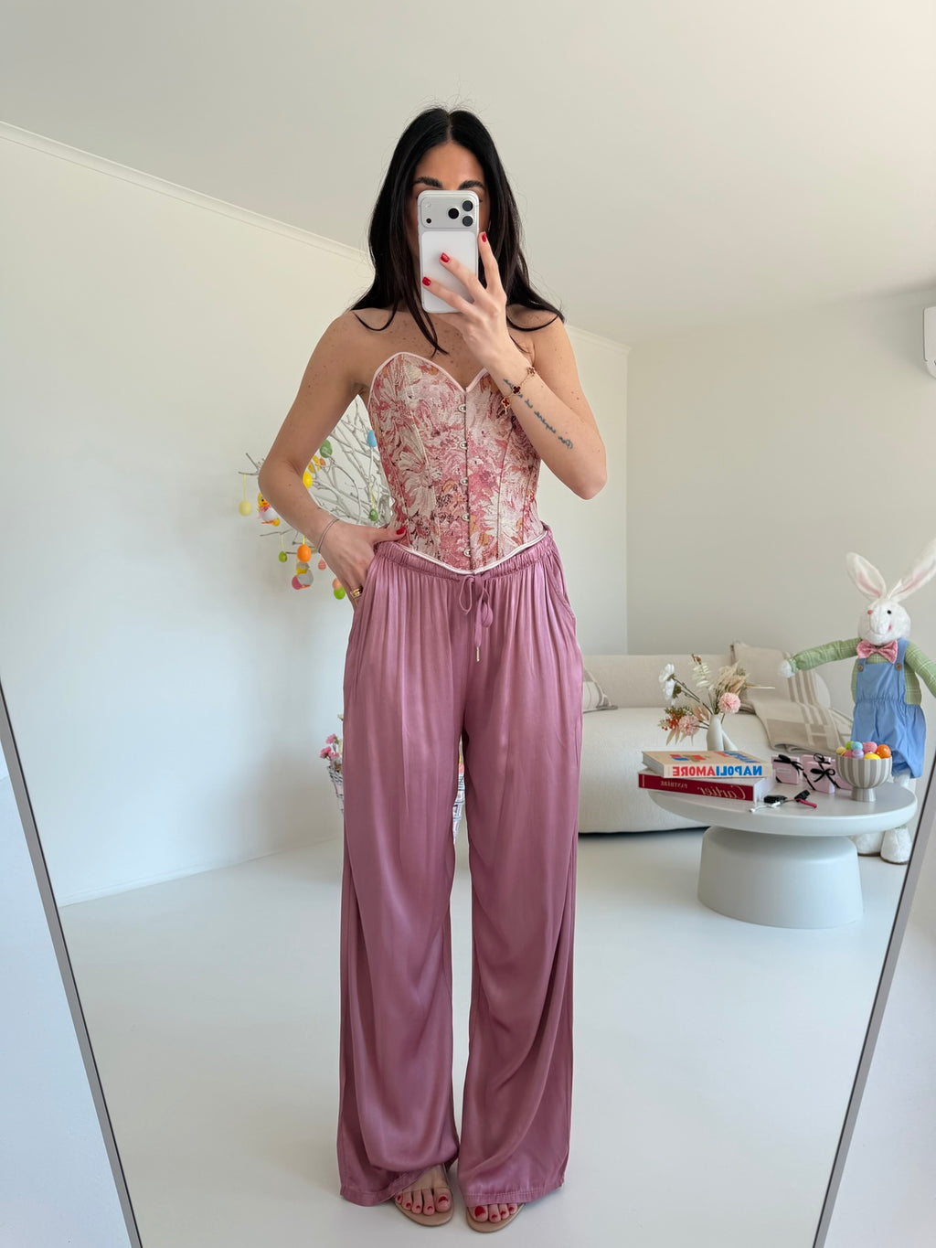 PANTALONE SATIN MALVA