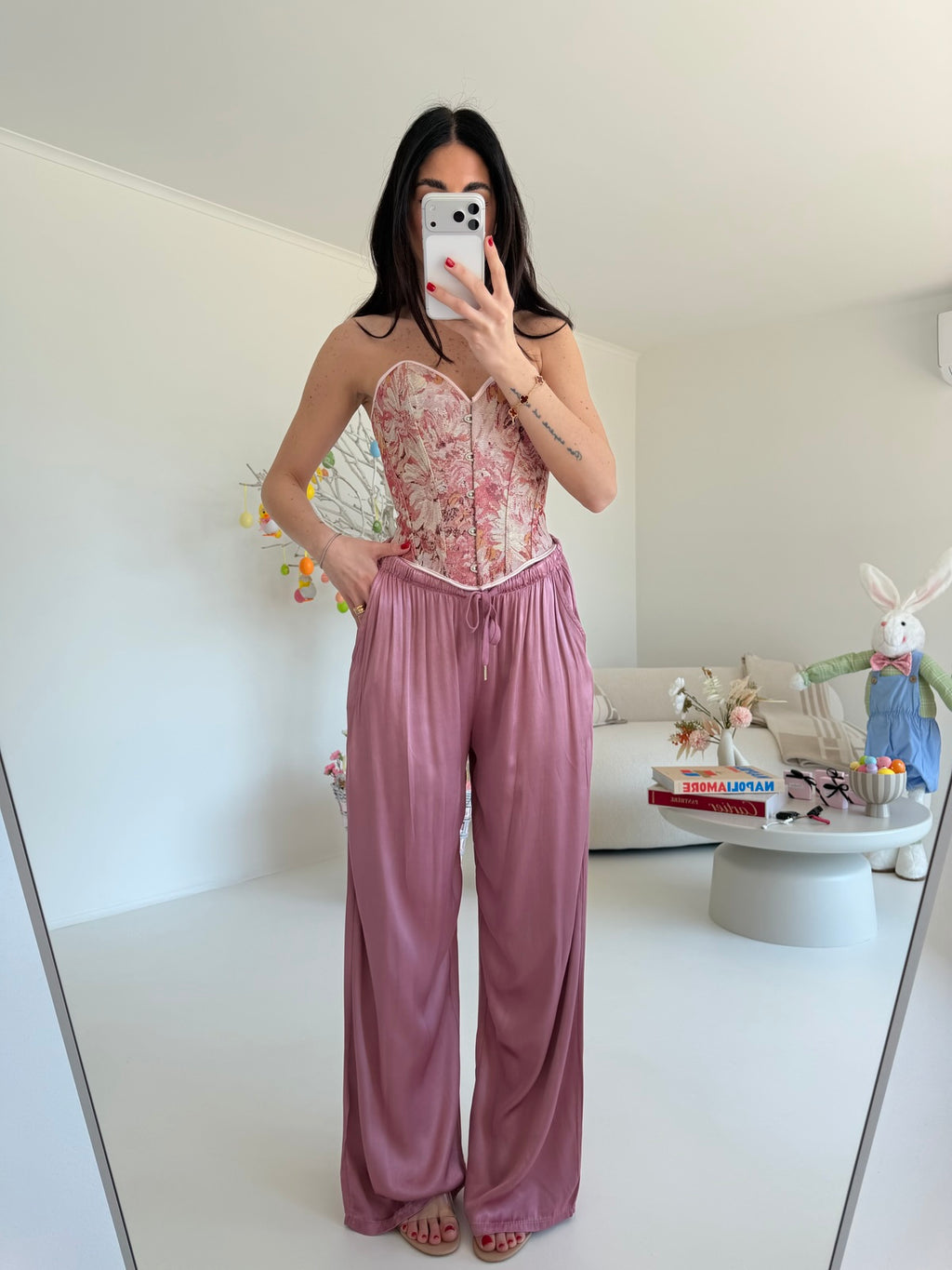 PANTALONE SATIN MALVA