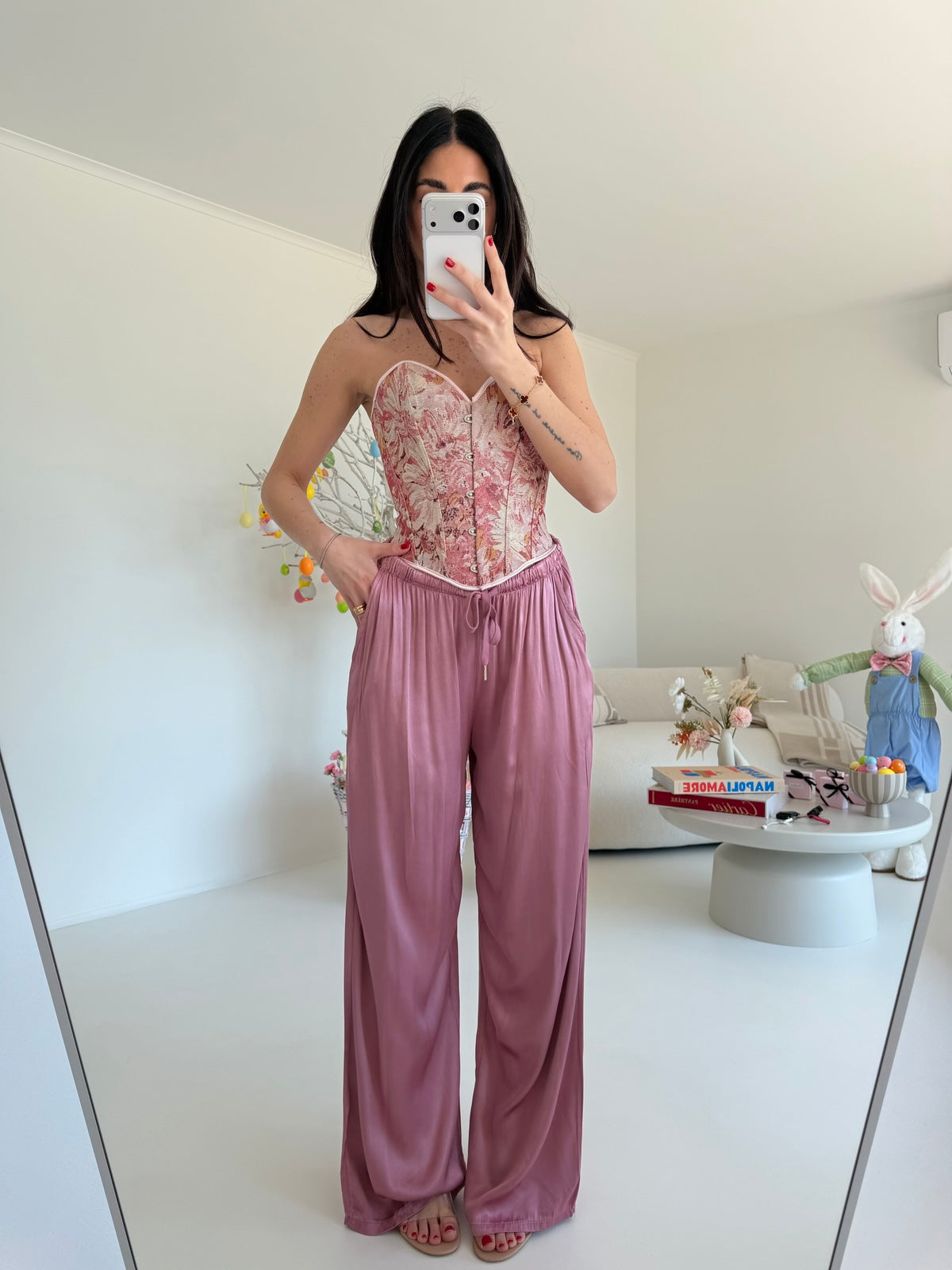 PANTALONE SATIN MALVA
