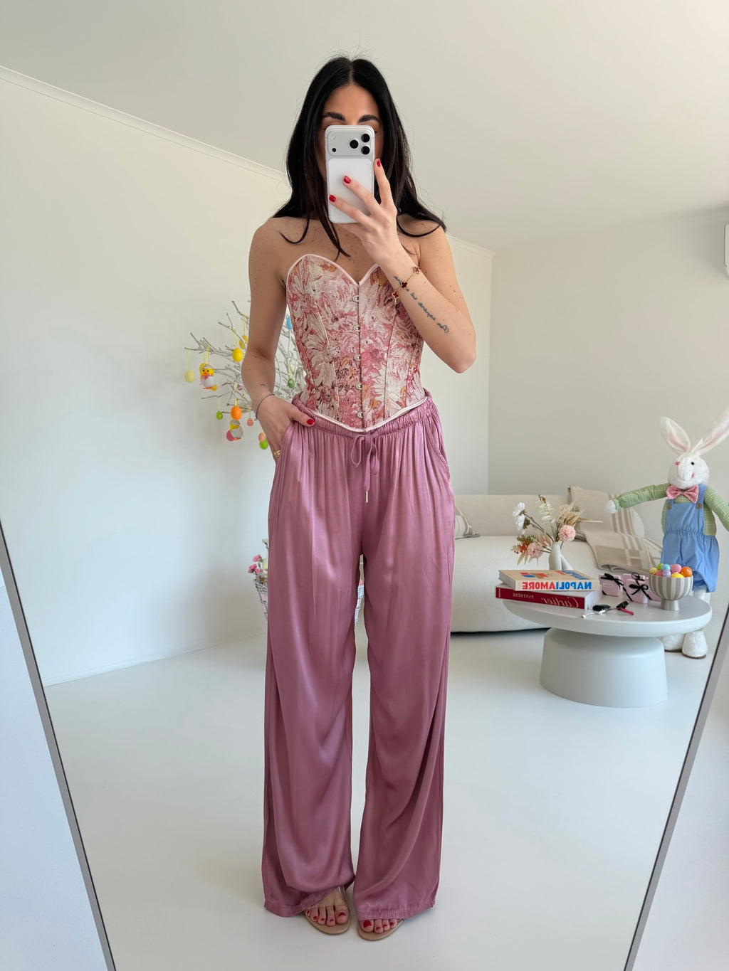 PANTALONE SATIN MALVA