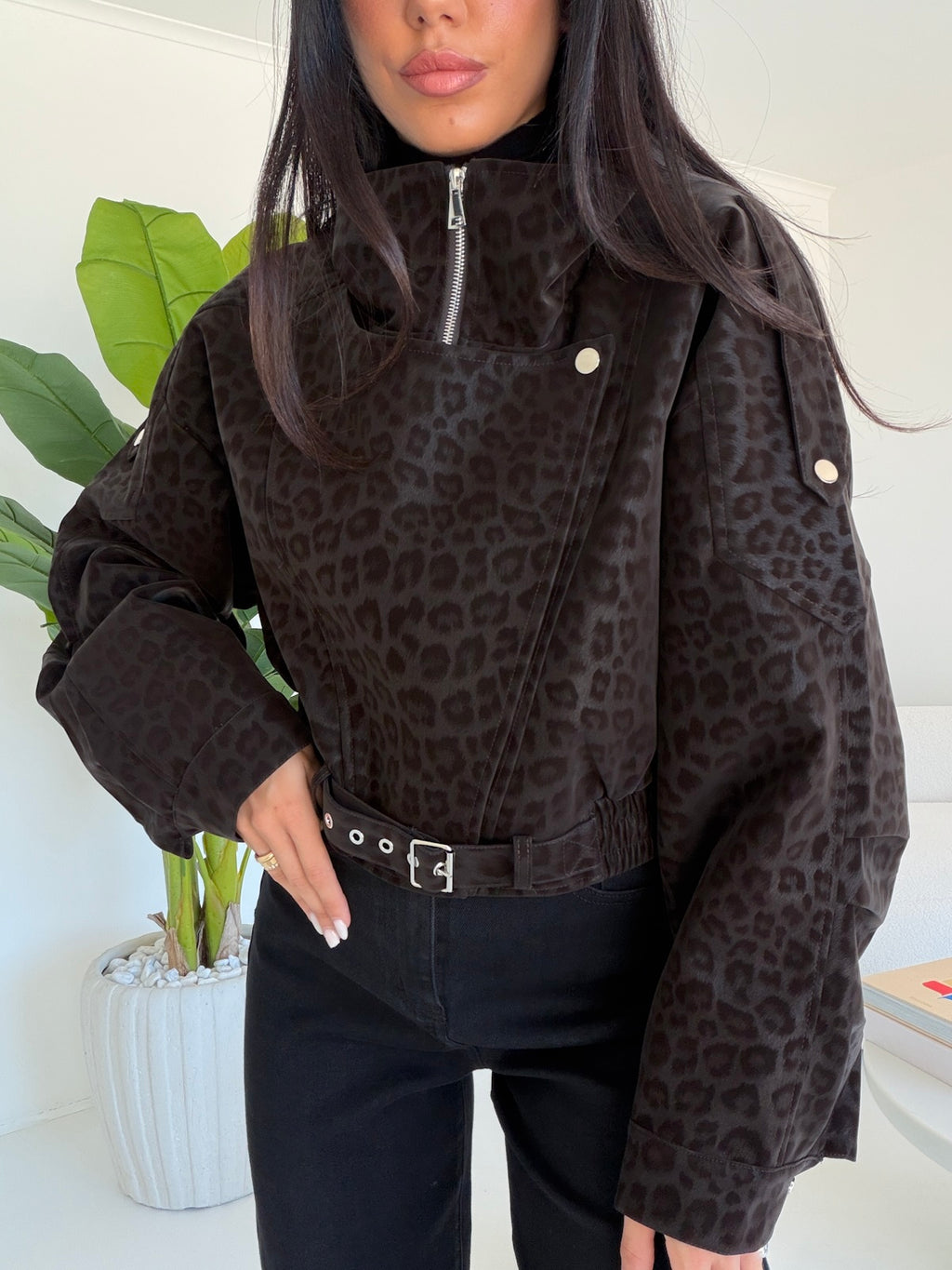 DR-8549-BIKER CROP ANIMALIER