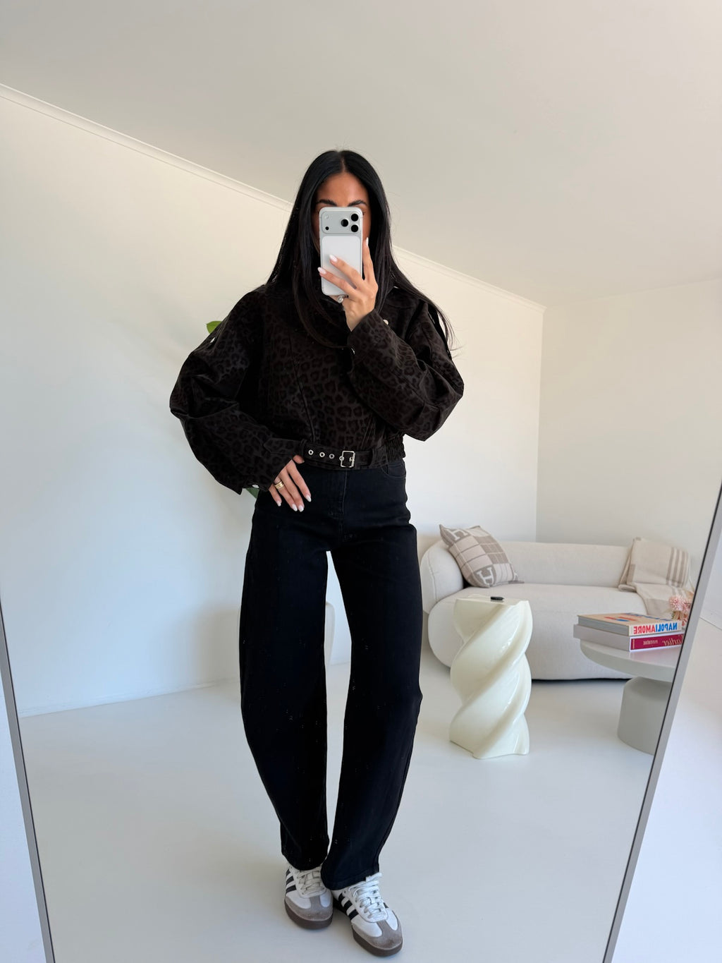 DR-8549-BIKER CROP ANIMALIER