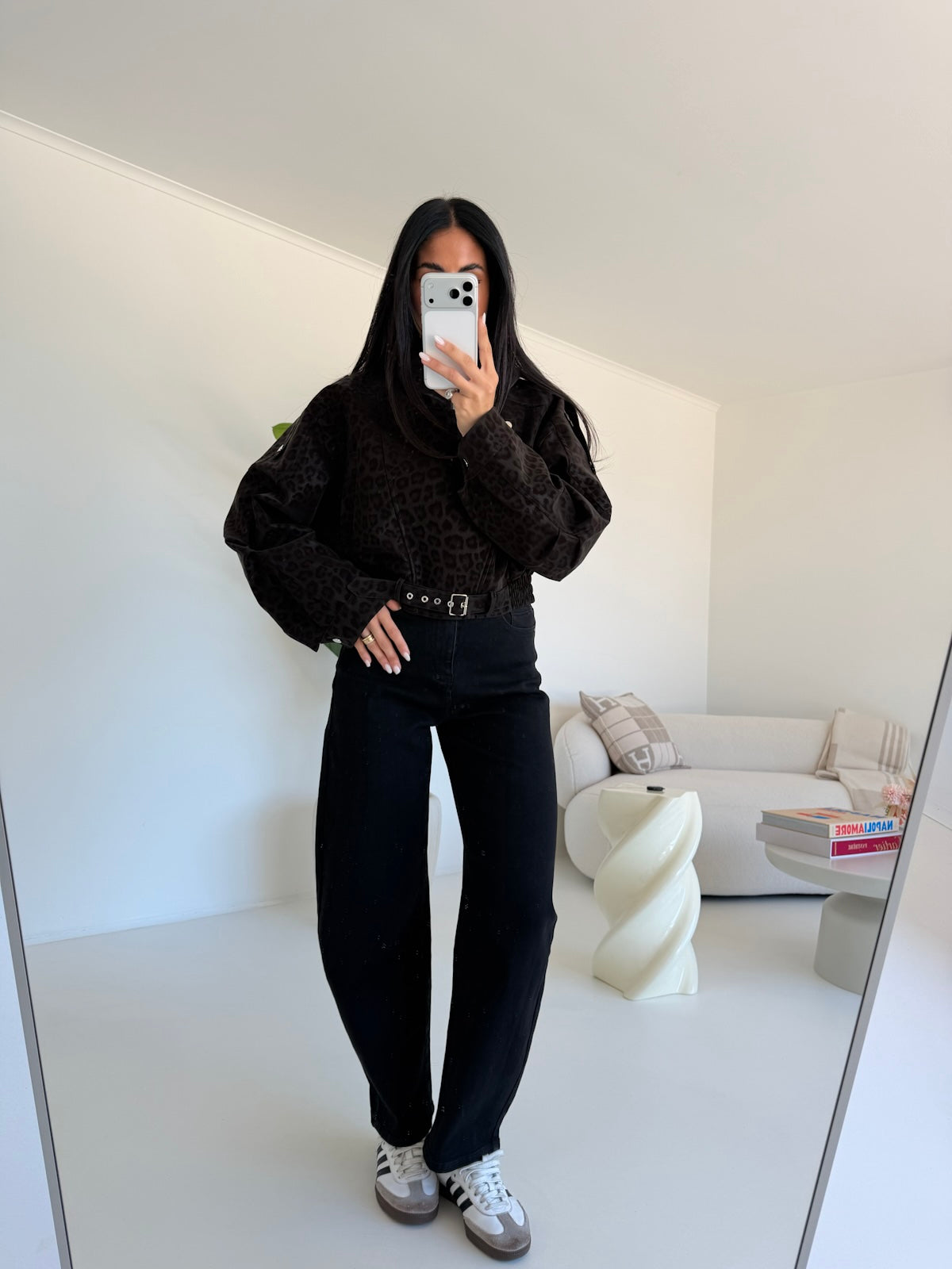 DR-8549-BIKER CROP ANIMALIER