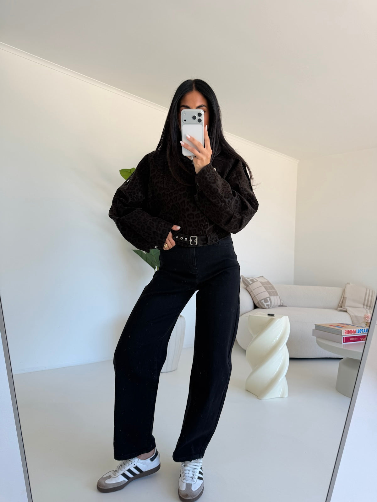 DR-8549-BIKER CROP ANIMALIER