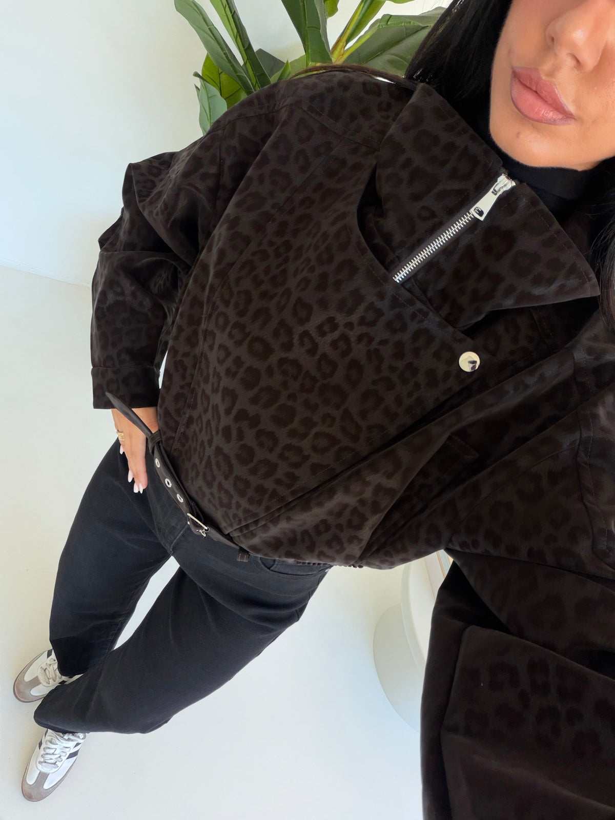 DR-8549-BIKER CROP ANIMALIER