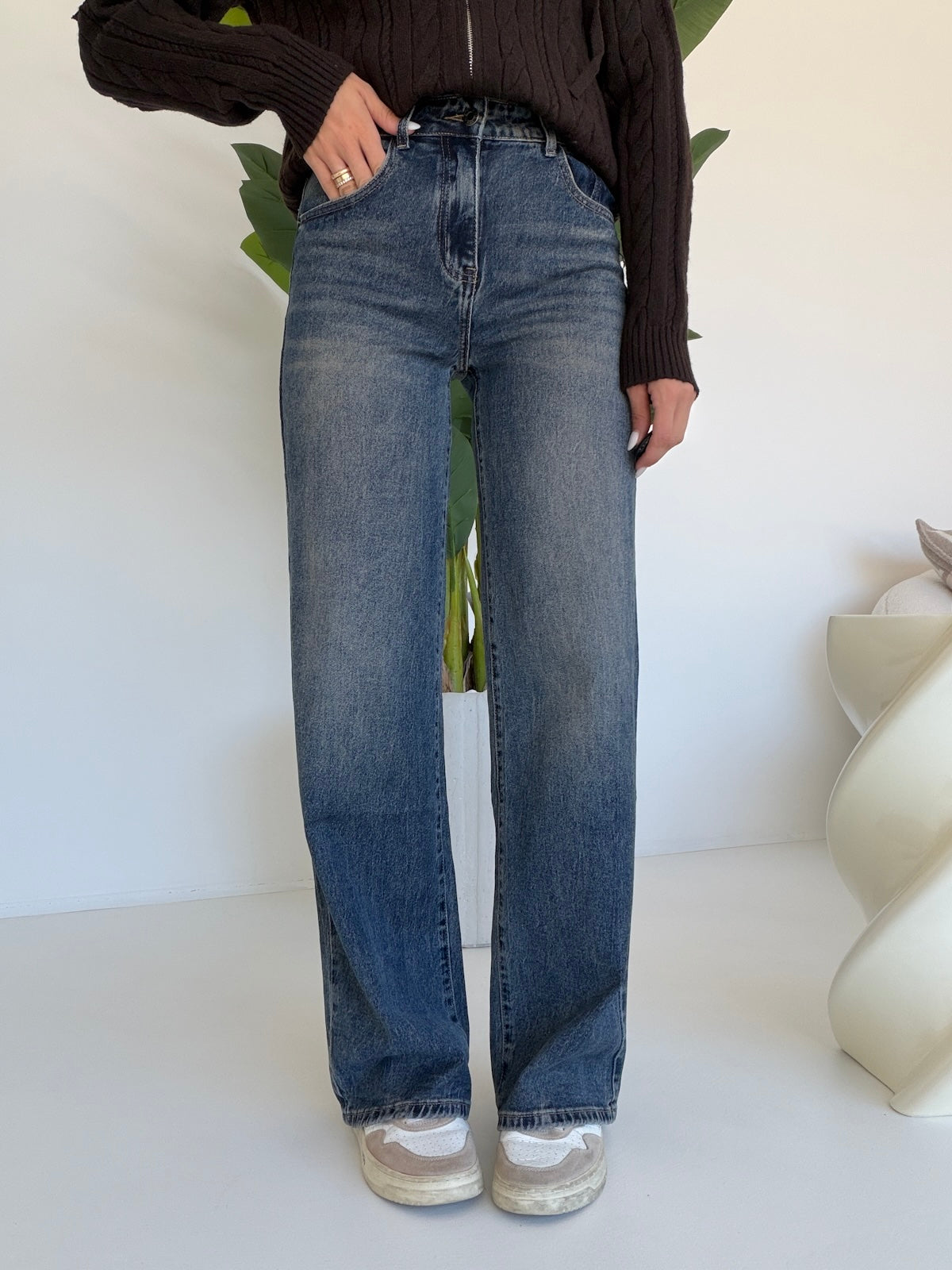 ST1115-5-JEANS PALAZZO BEA LAVAGGIO SABBIATO