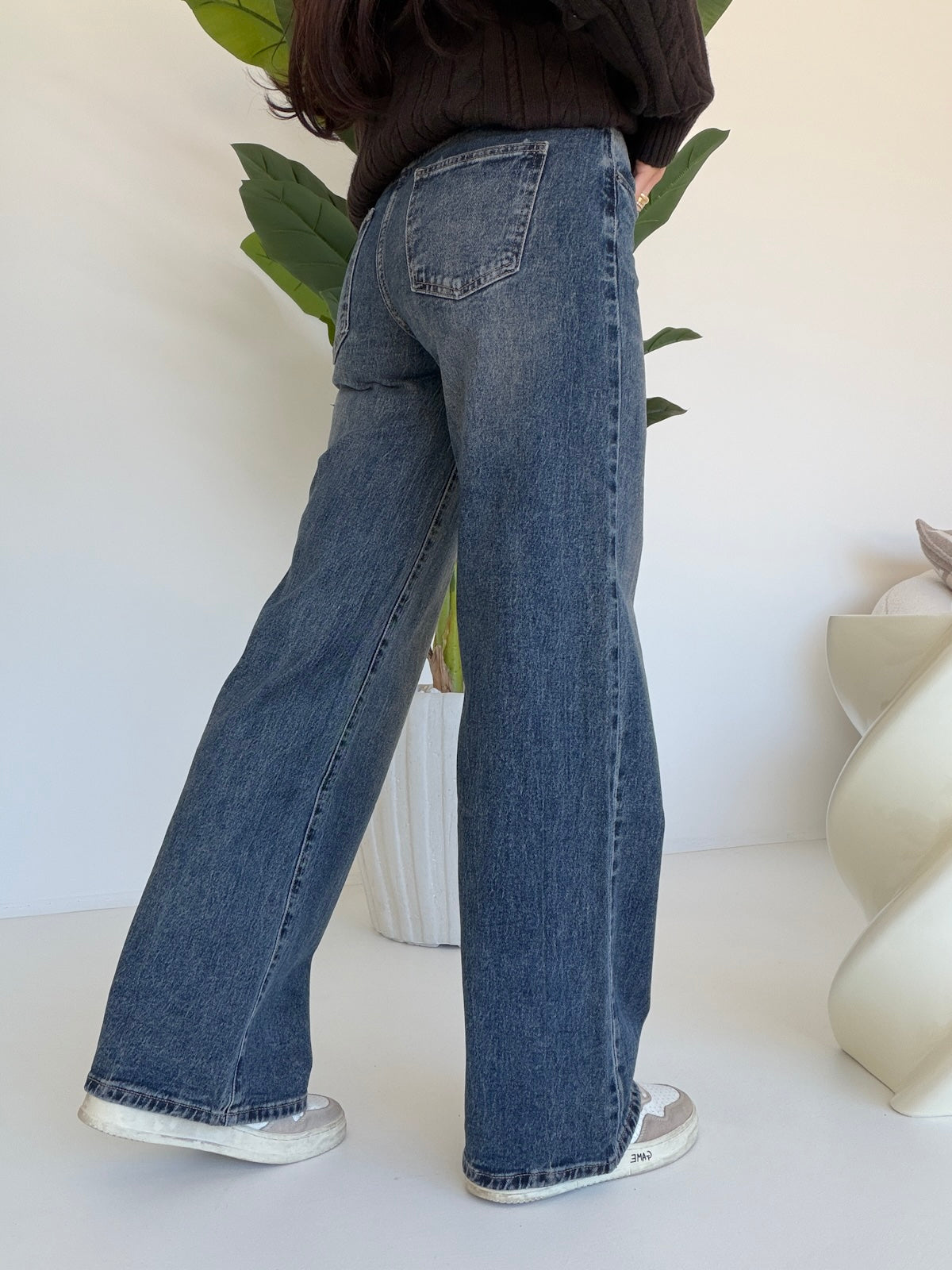 ST1115-5-JEANS PALAZZO BEA LAVAGGIO SABBIATO