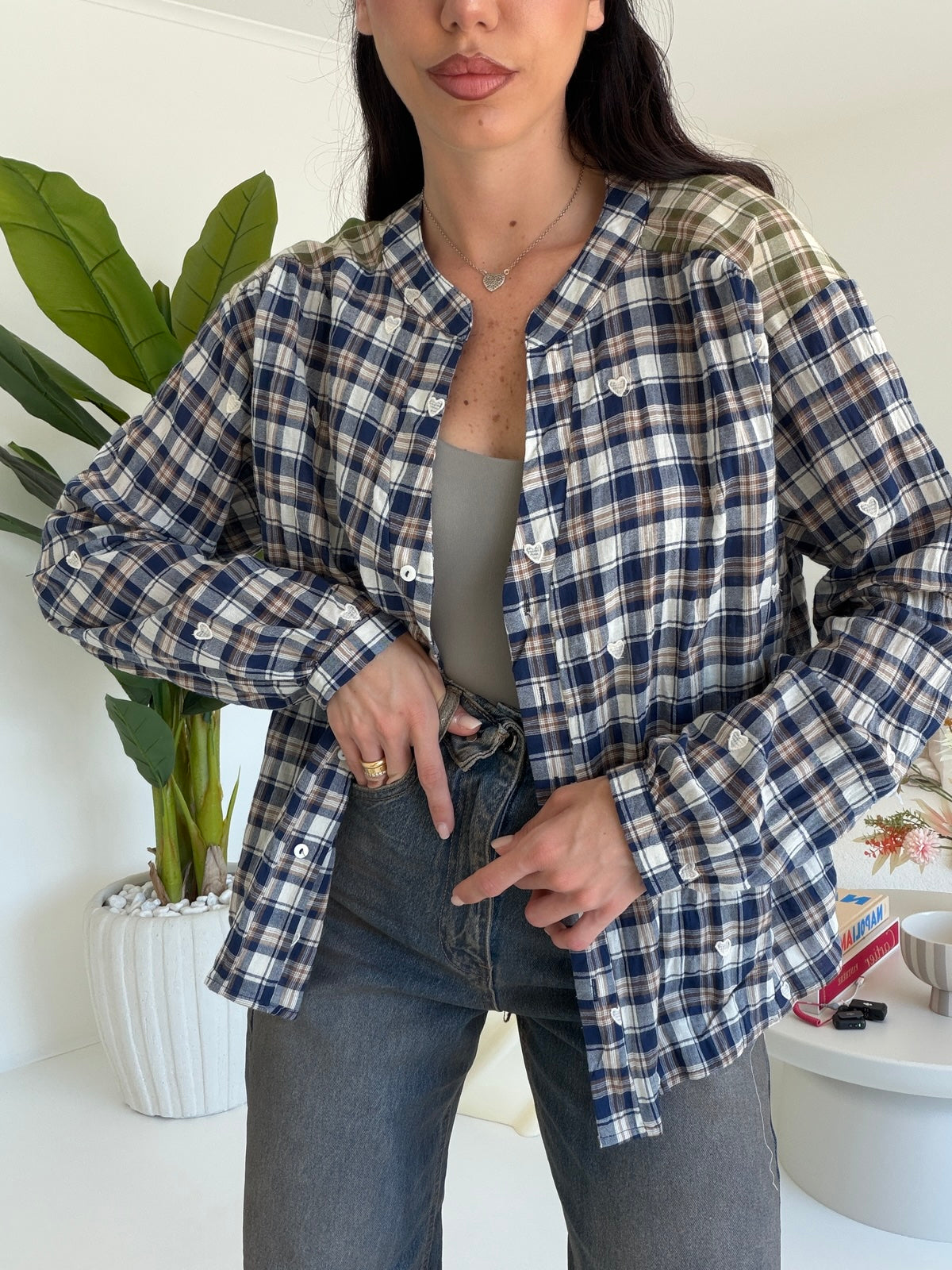 G66967-CAMICIA TARTAN NAVY