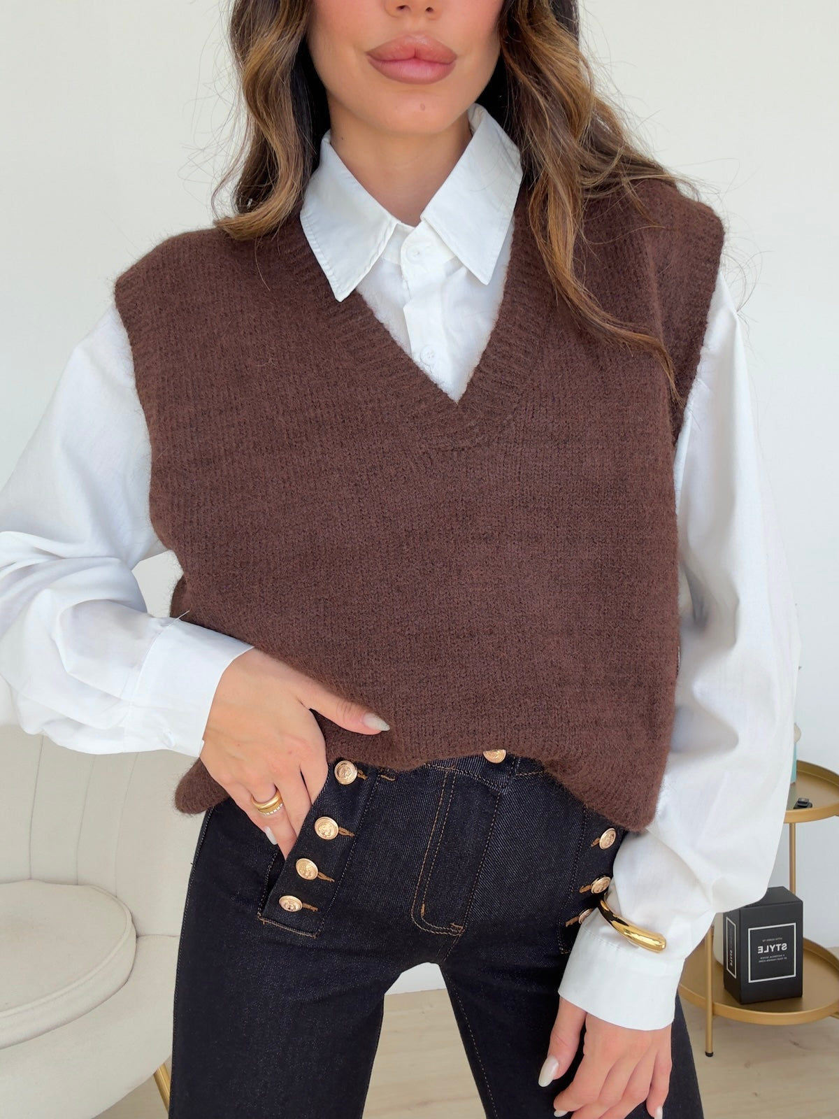 C2432-GILET+CAMICIA ILARY CHOCO