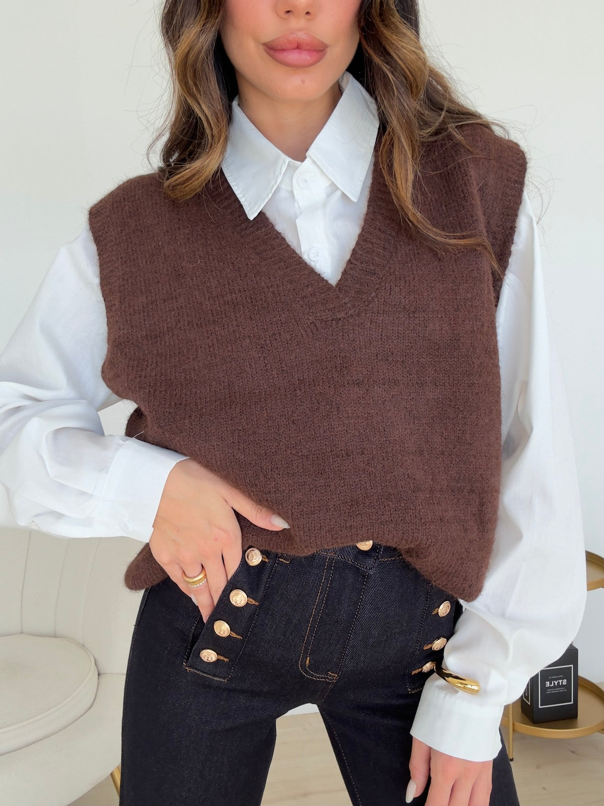 C2432-GILET+CAMICIA ILARY CHOCO