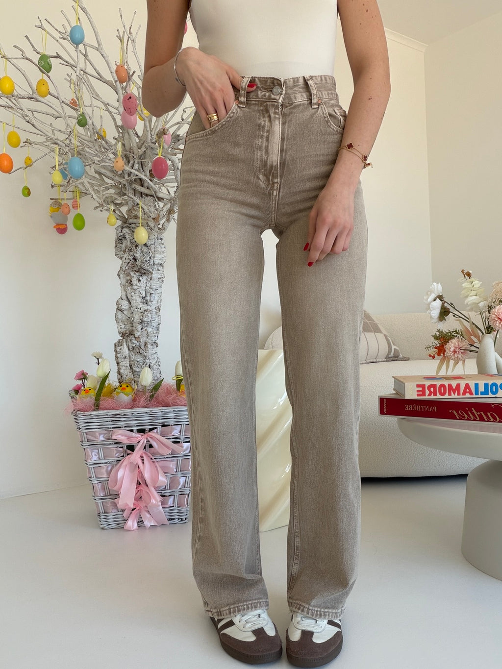 H5300-1-JEANS GAMBA DRITTA TAUPE