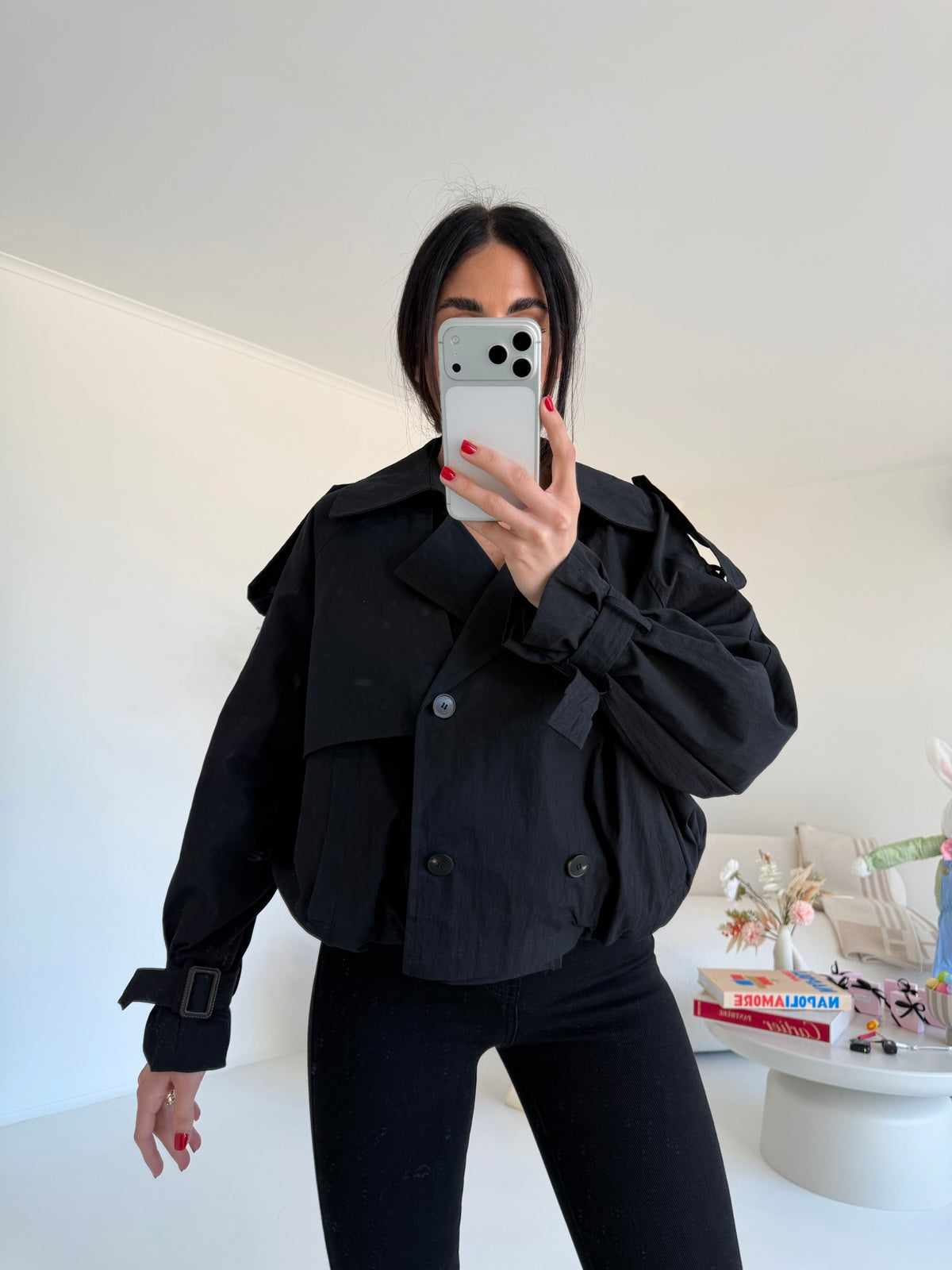5552-MINI TRENCH TREND NERO