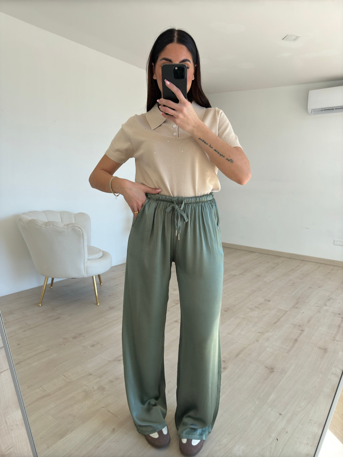 PANTALONE SATIN MILITARE