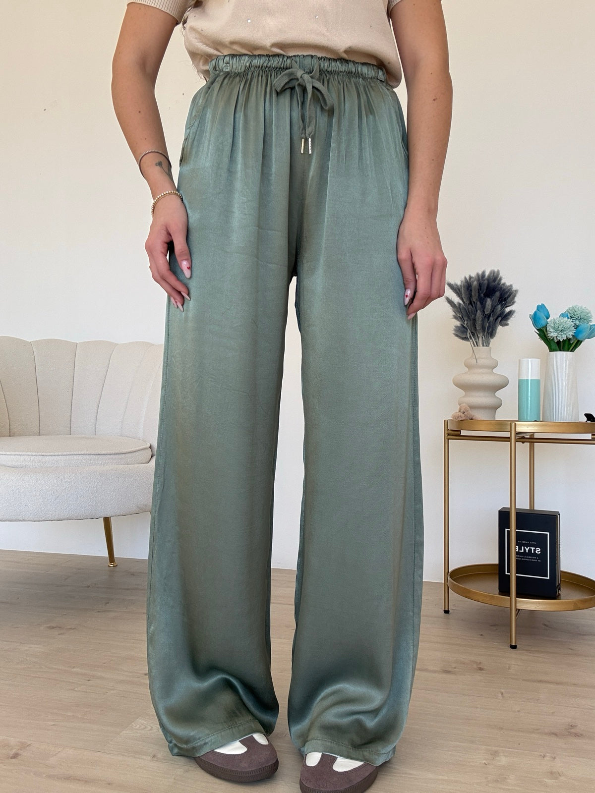 PANTALONE SATIN MILITARE