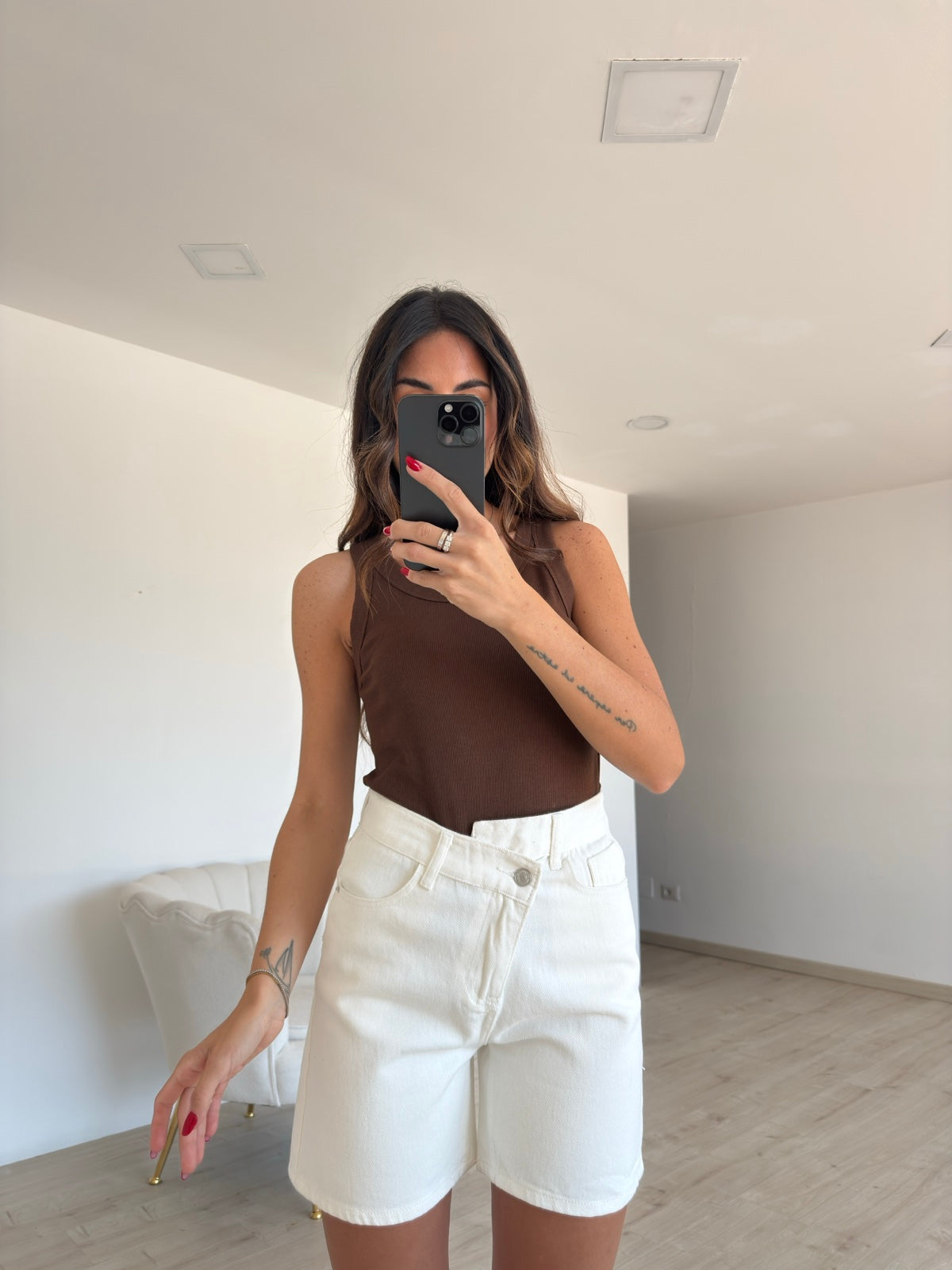 5818-SHORT DENIM BASIC MILK