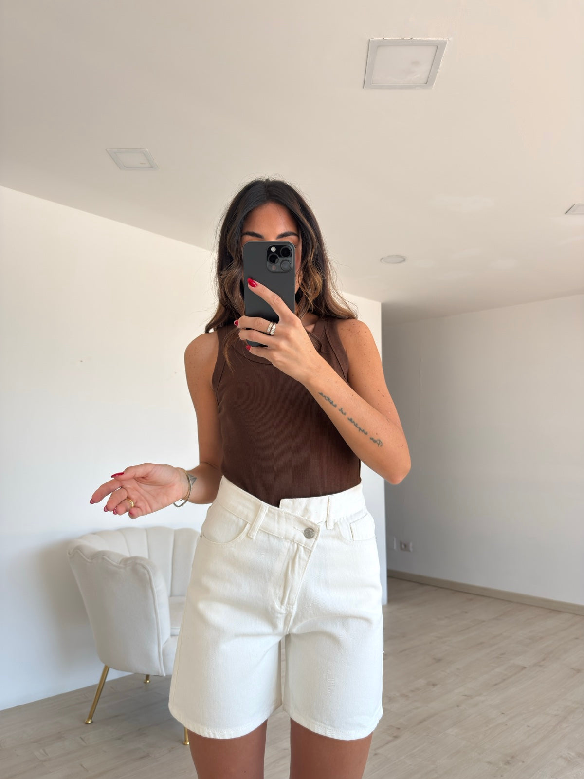 5818-SHORT DENIM BASIC MILK