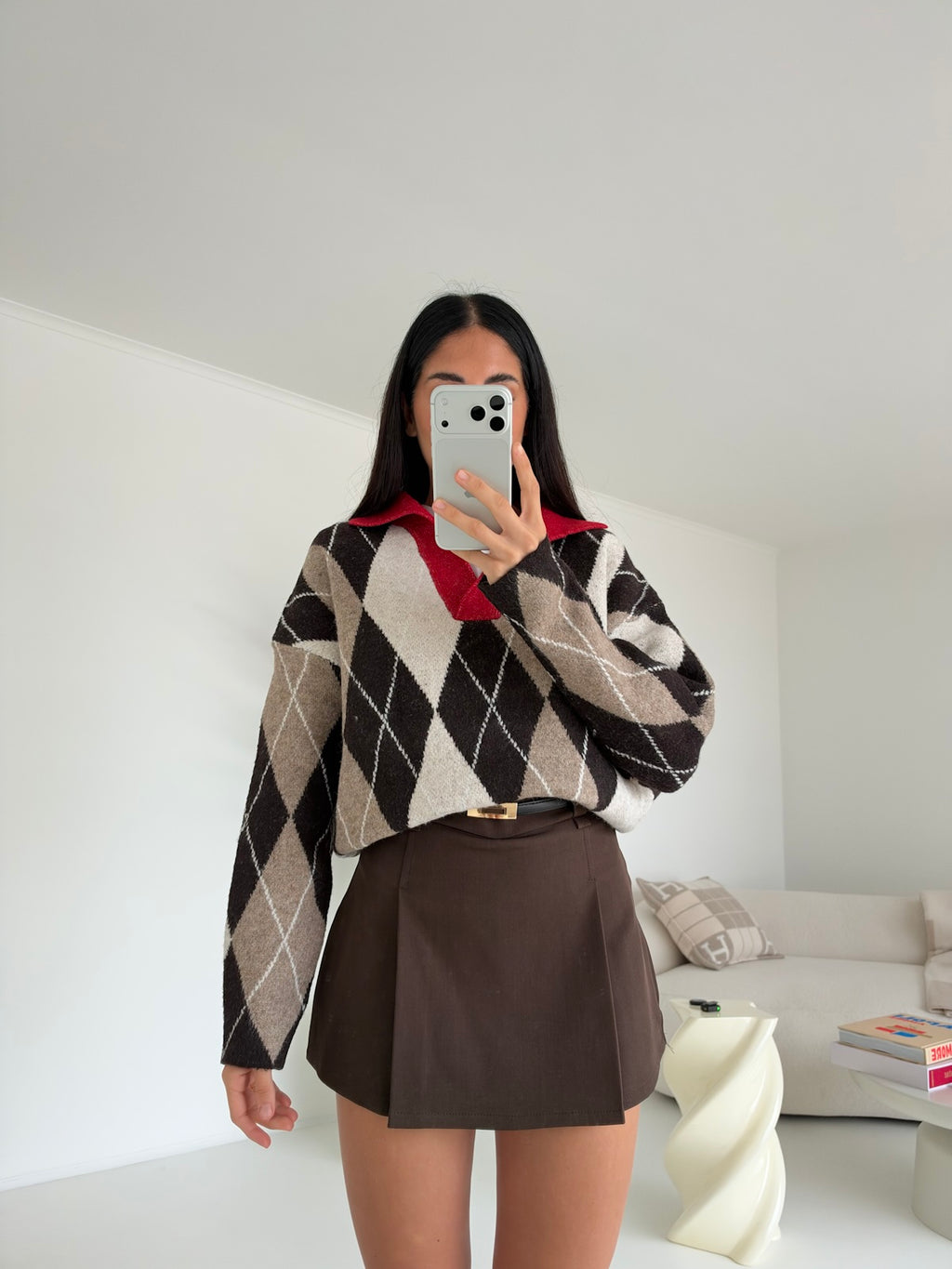 TR50250-MINI GONNA-SHORT+CINTURA CHOCO