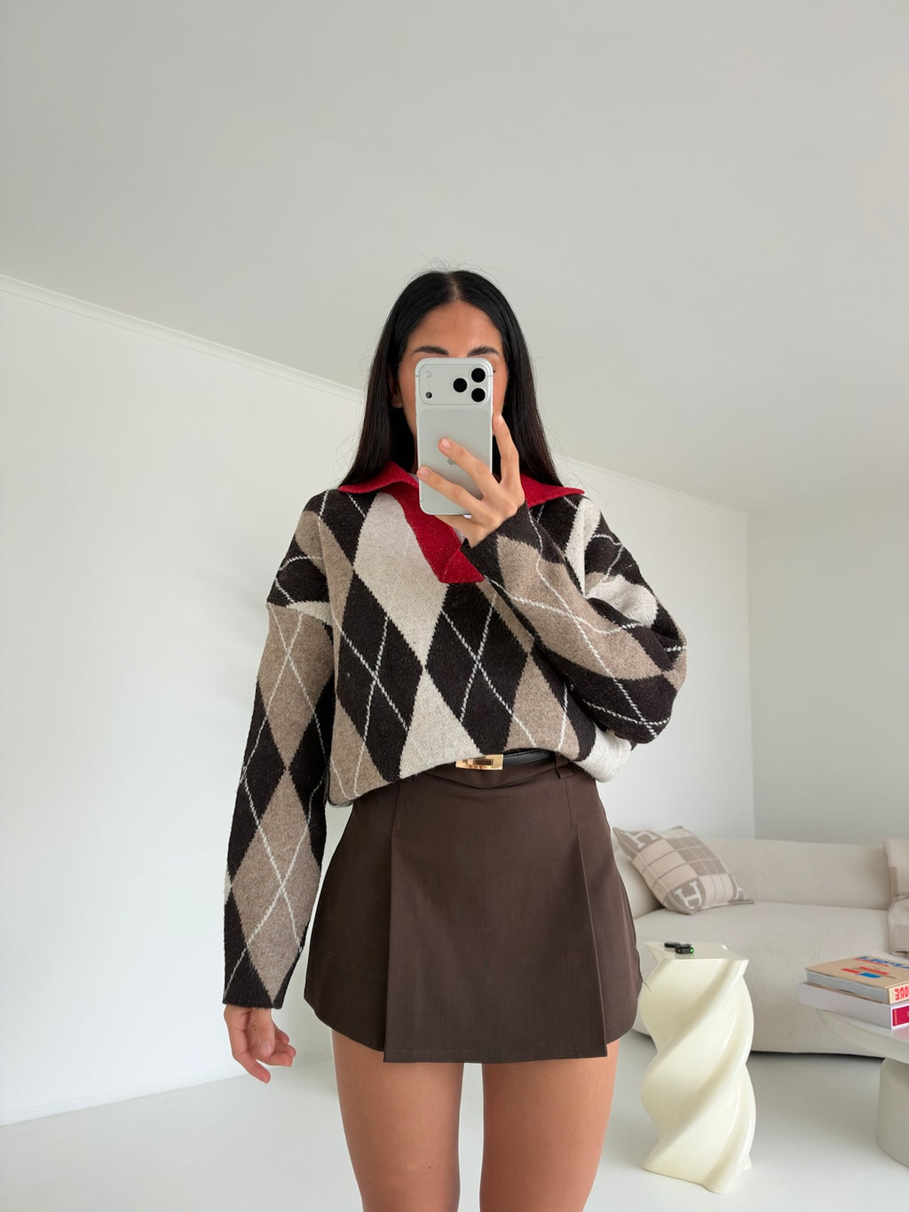 TR50250-MINI GONNA-SHORT+CINTURA CHOCO