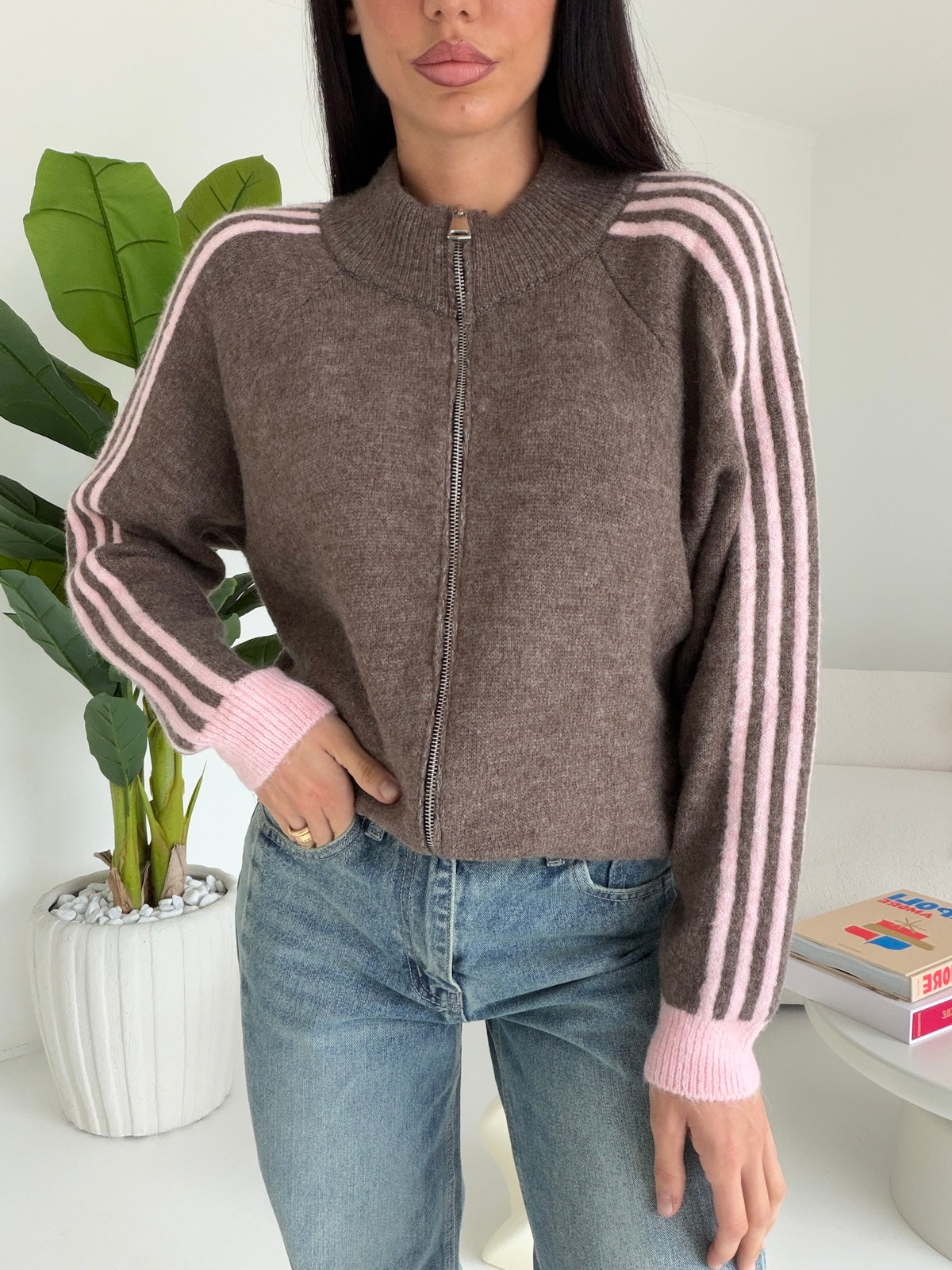 CARDIGAN AMIRA TAUPE & PINK