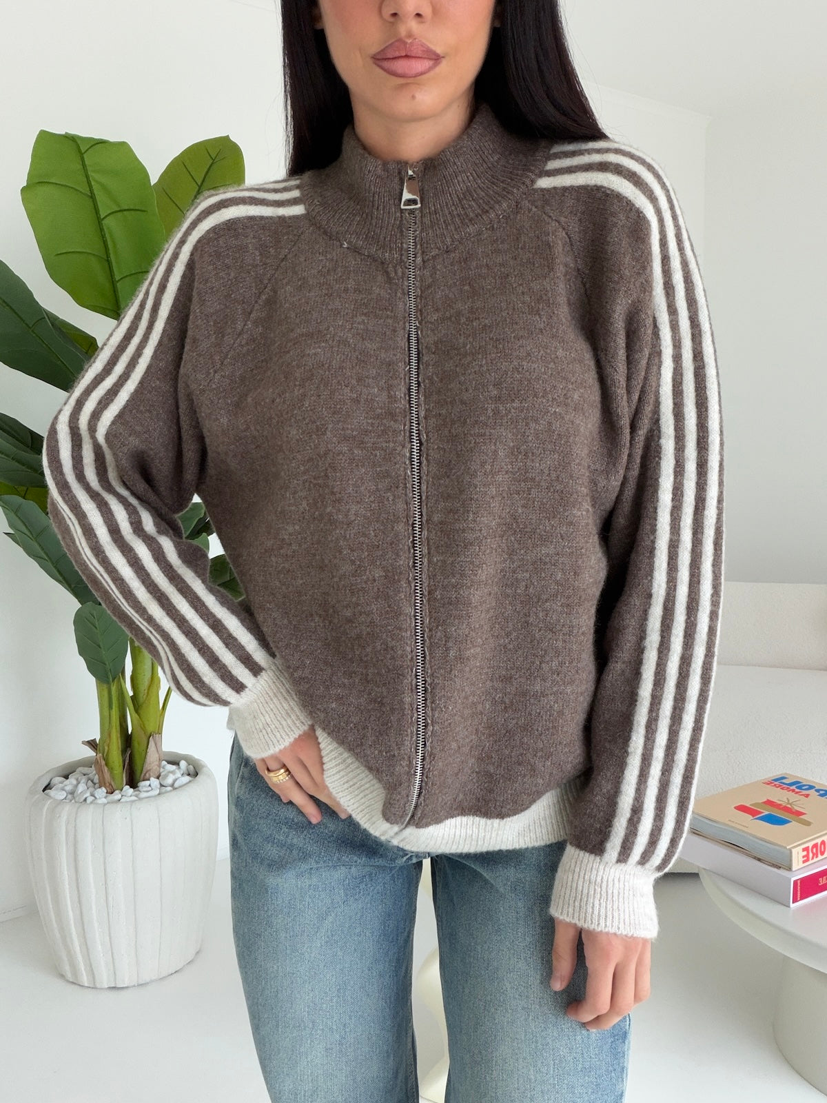 CARDIGAN AMIRA TAUPE & MILK