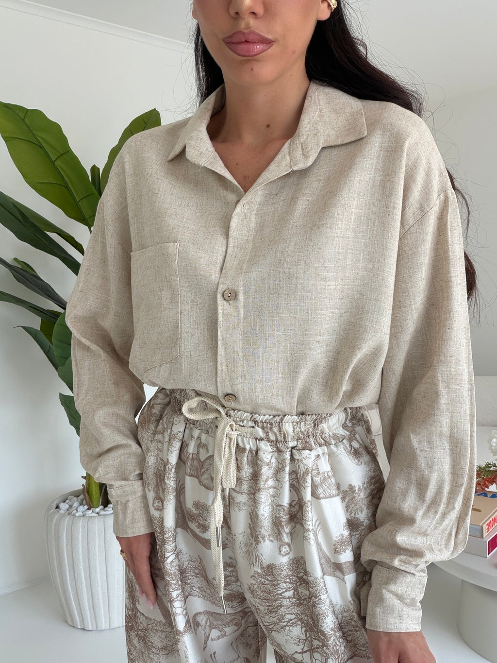 CAMICIA IN SIMIL LINO BURRO