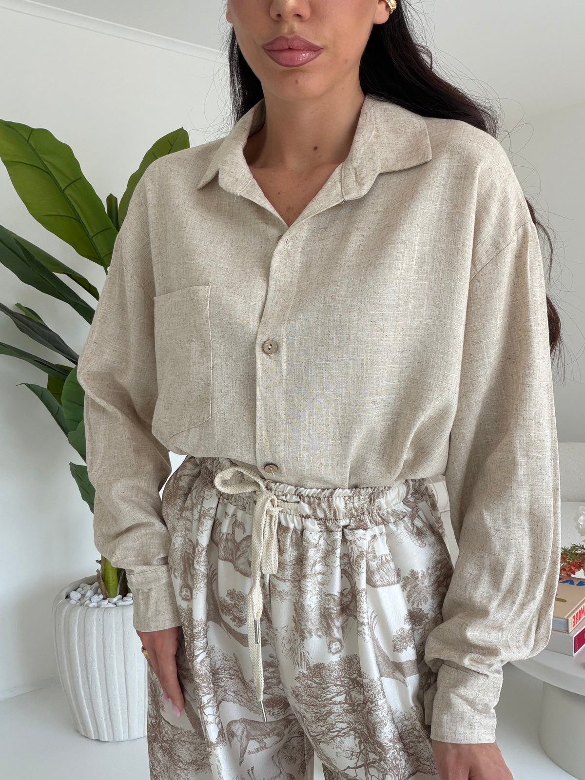 CAMICIA IN SIMIL LINO BURRO