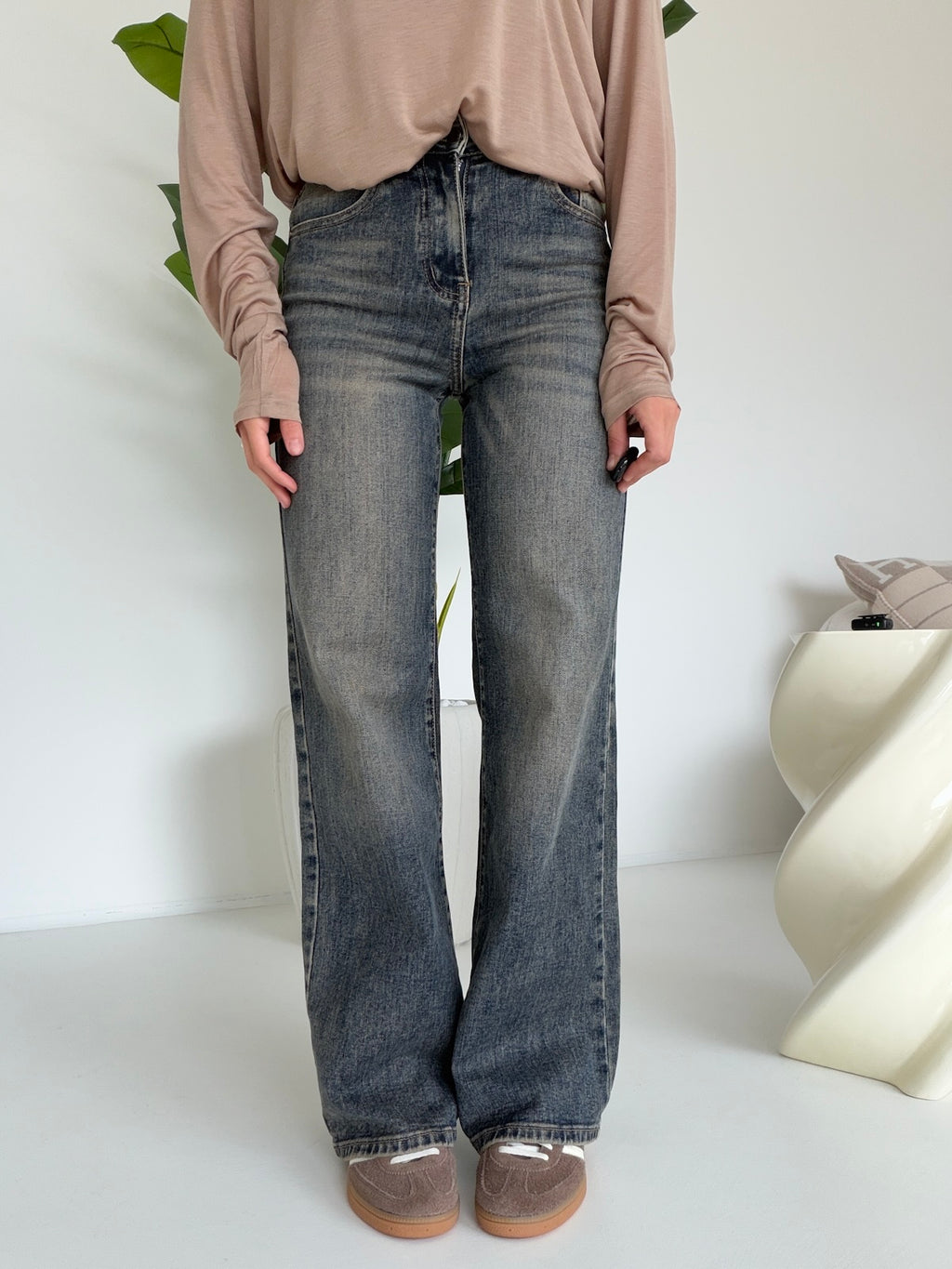 N2788-JEANS  GAMBA DRITTA IVORY