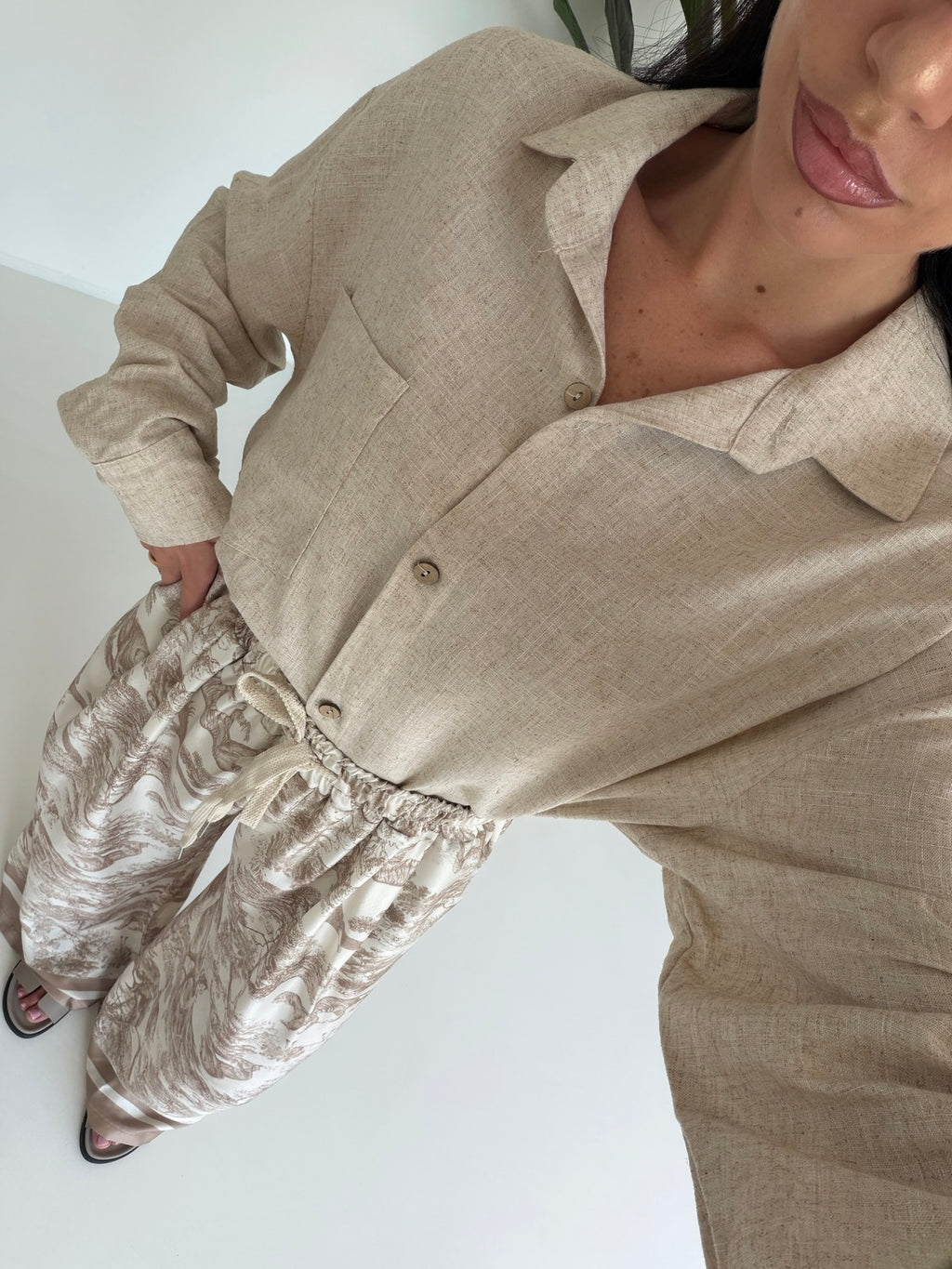 CAMICIA IN SIMIL LINO BURRO