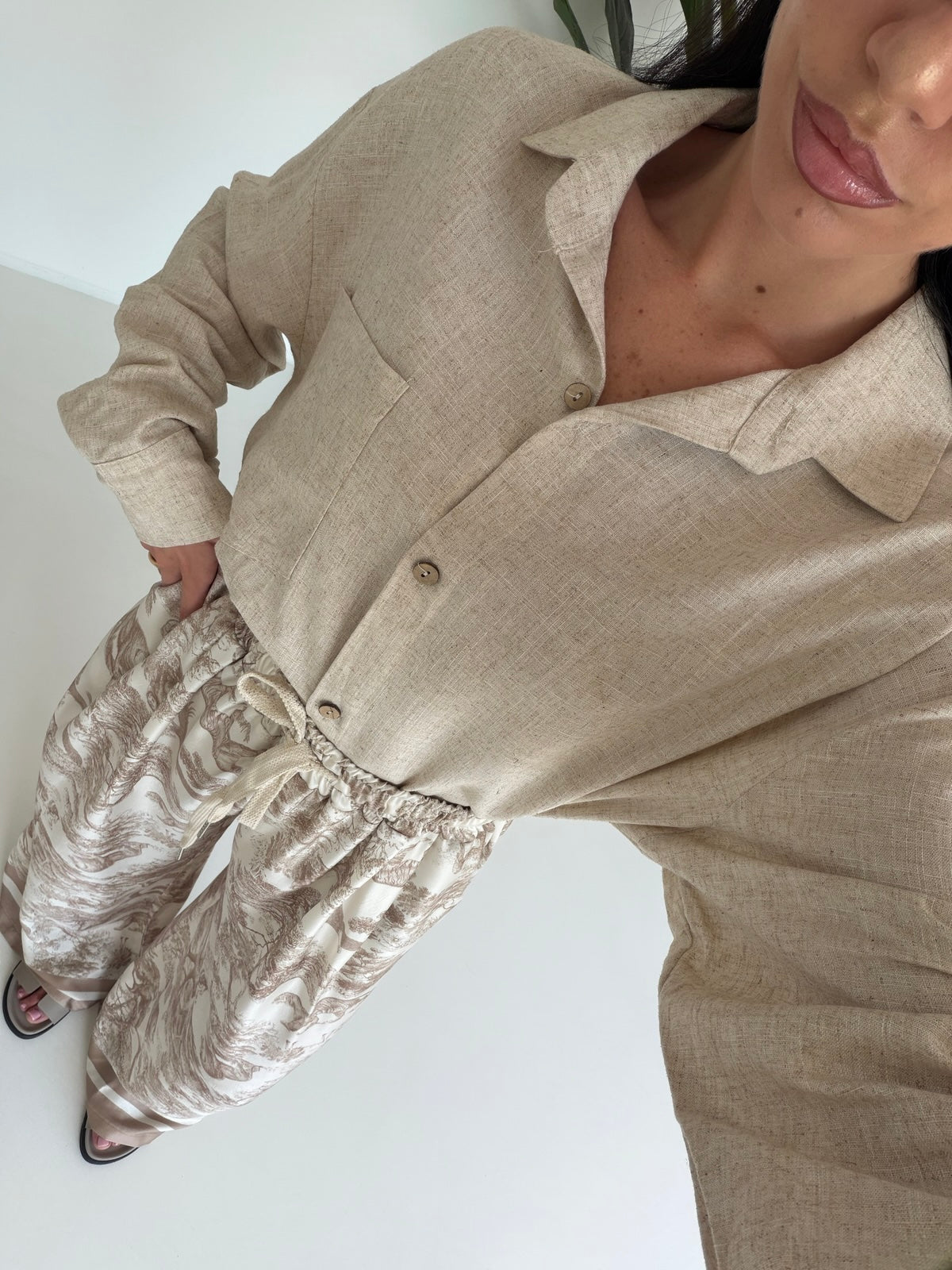 CAMICIA IN SIMIL LINO BURRO