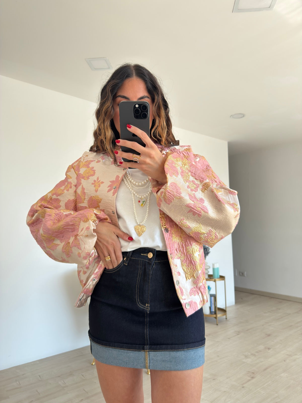 MG666-MINI GONNA PIEGONE DENIM