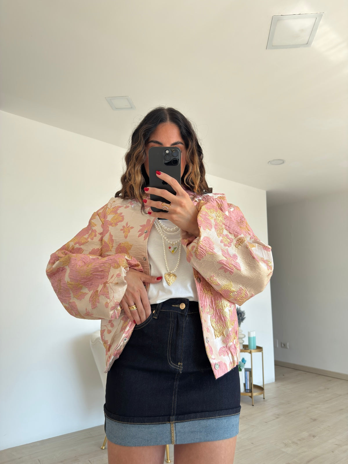 MG666-MINI GONNA PIEGONE DENIM