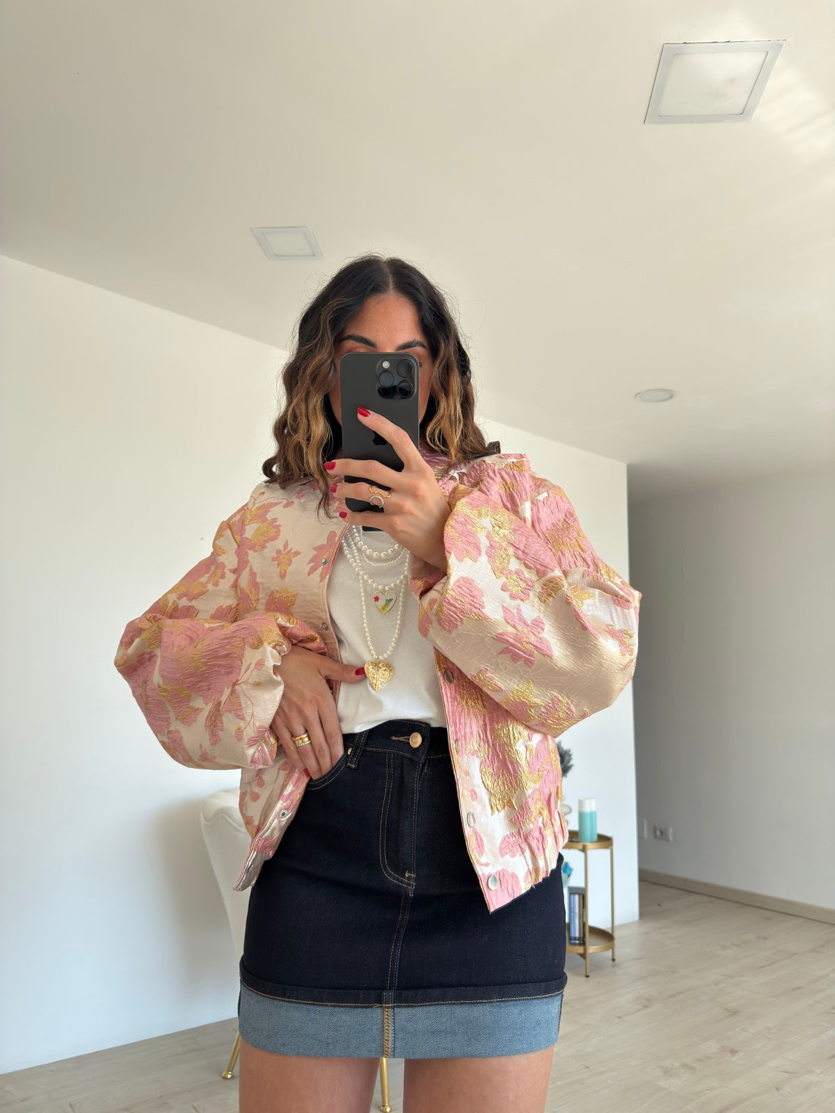 MG666-MINI GONNA PIEGONE DENIM