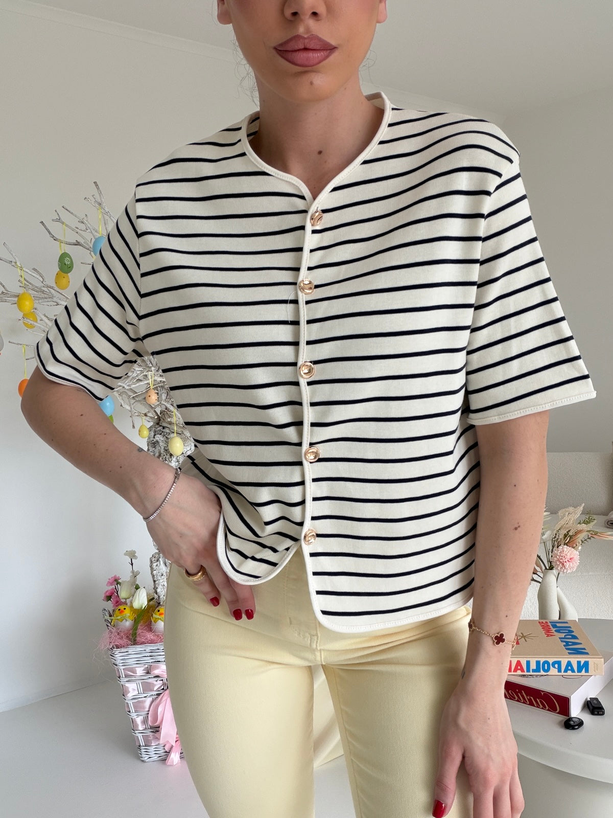 G67225-CARDIGAN YATCH MILK