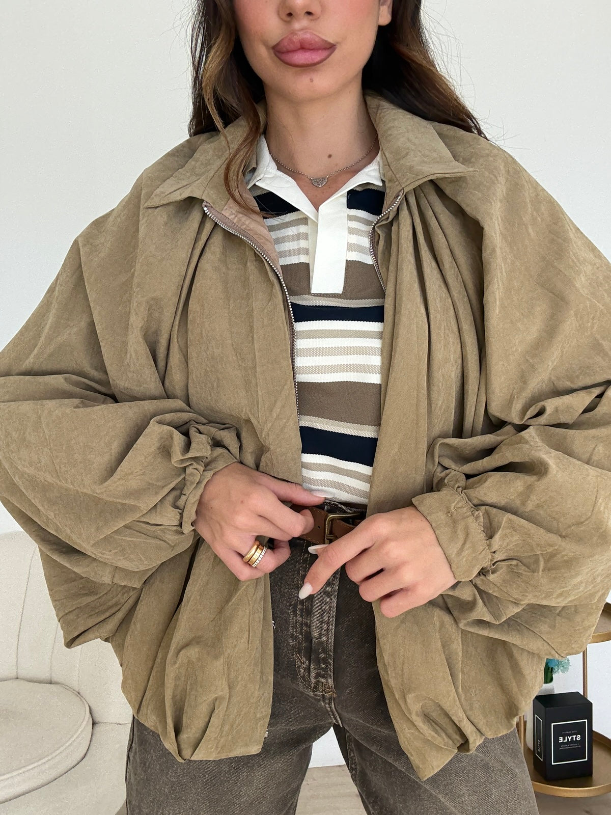 W694-BOMBER HARPER TAUPE